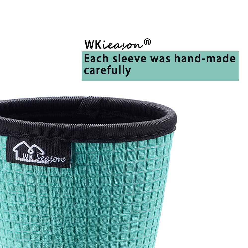 WK IEASON Reusable Iced Coffee Insulator Sleeve, Neoprene Cooler Cover, 16-24OZ, Embossed Neon Green