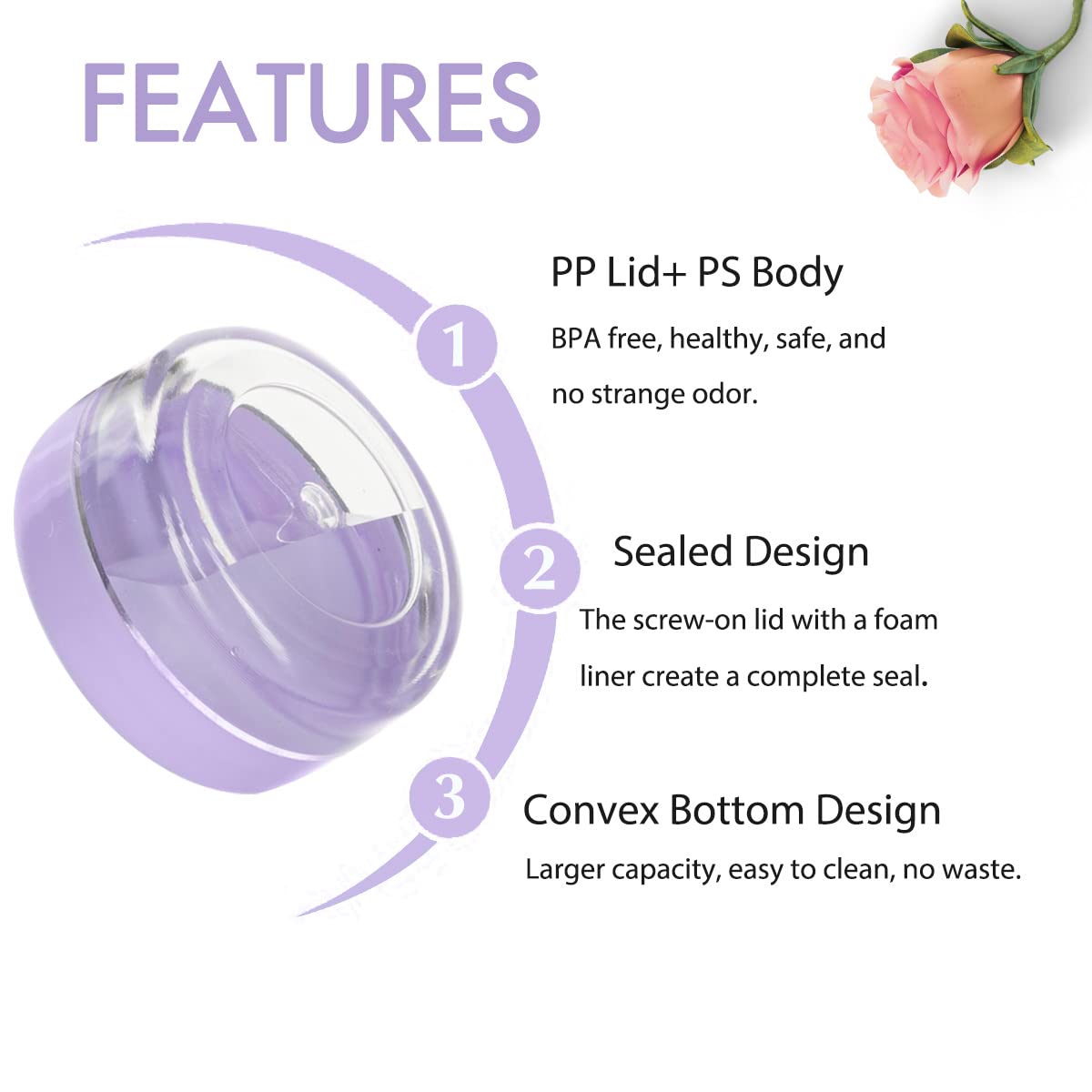 3 Gram Containers With Lids, Tiny Sample Containers, Cosmetic Sample Jars, Bpa Free Lip Balm Containers For Makeup, Lotion, Eye