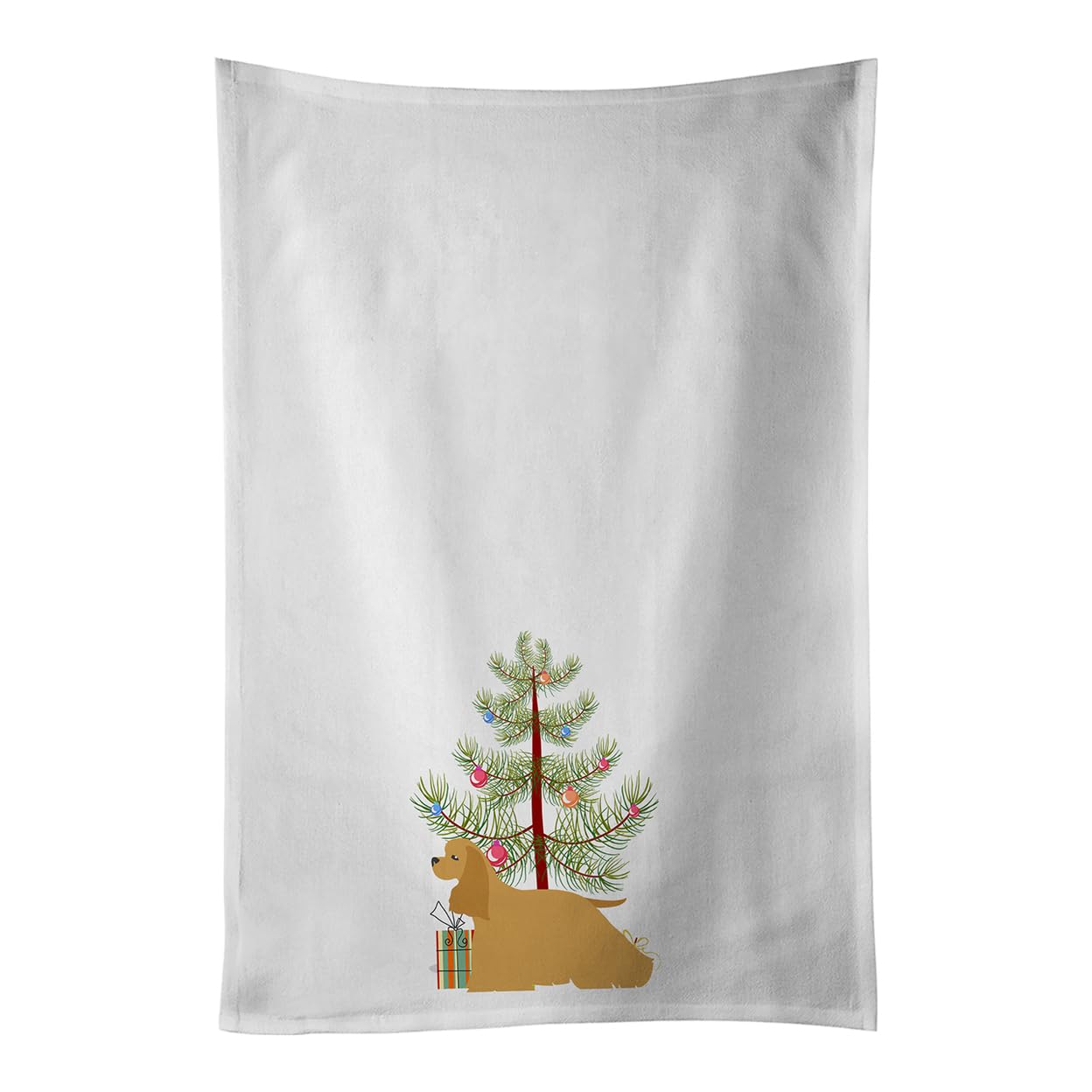 Cocker Spaniel Merry Christmas Tree White Kitchen Towel Set of 2