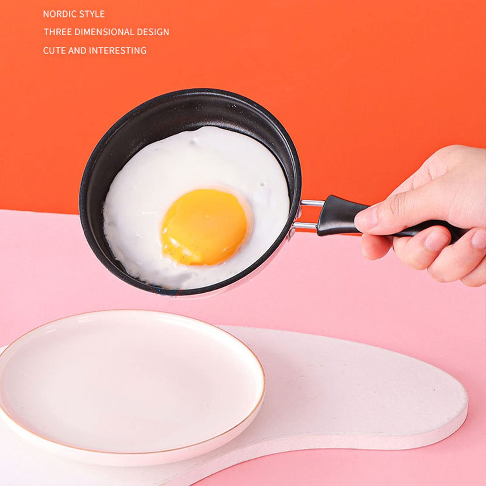 Cyrank Nonstick Mini Egg Pan - 4.7" Stainless Steel Skillet, Blue, Ideal for Single Egg Frying and Omelets