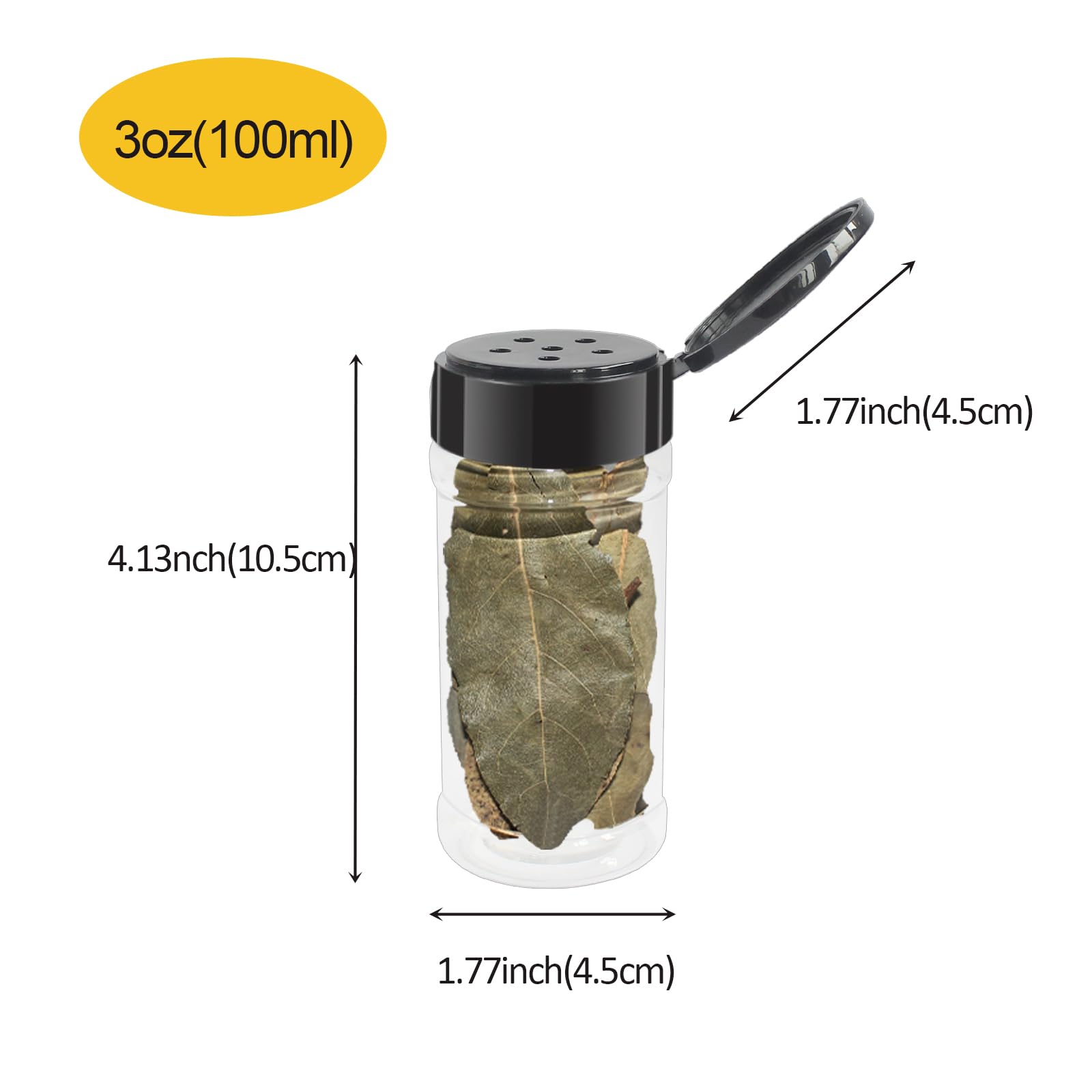 Bpfy 24 Pack 3Oz Clear Plastic Spice Jars With Black Plastic Lids, Round Spice Bottles, Plastic Seasoning Containers With Chalk