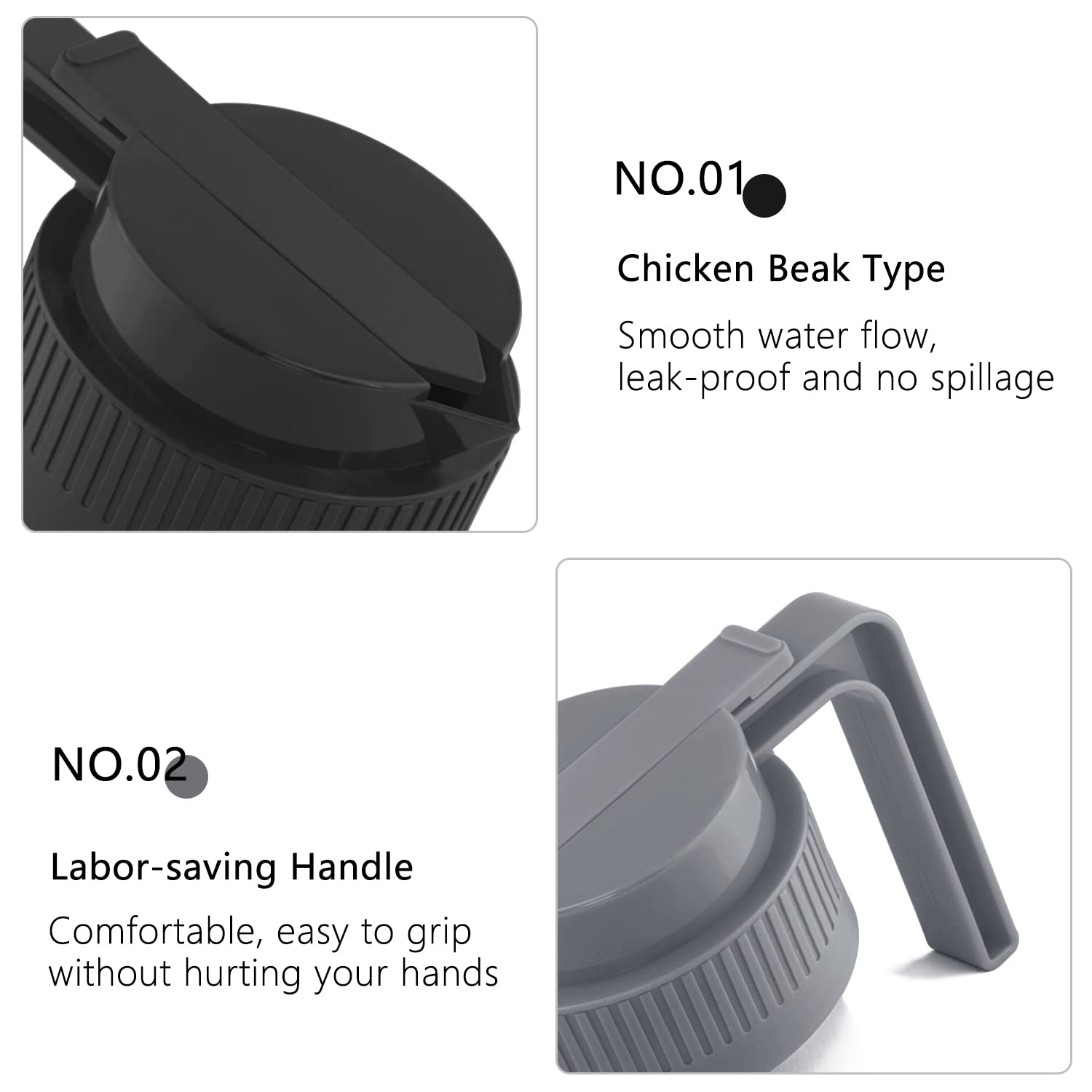 2 Pack Flip Cap Lid With Handle, Sliding Lid & Easy Pour Spout Wide Mouth Mason Jar Lids Reusable, Leak-Proof Seal Spout Mason J