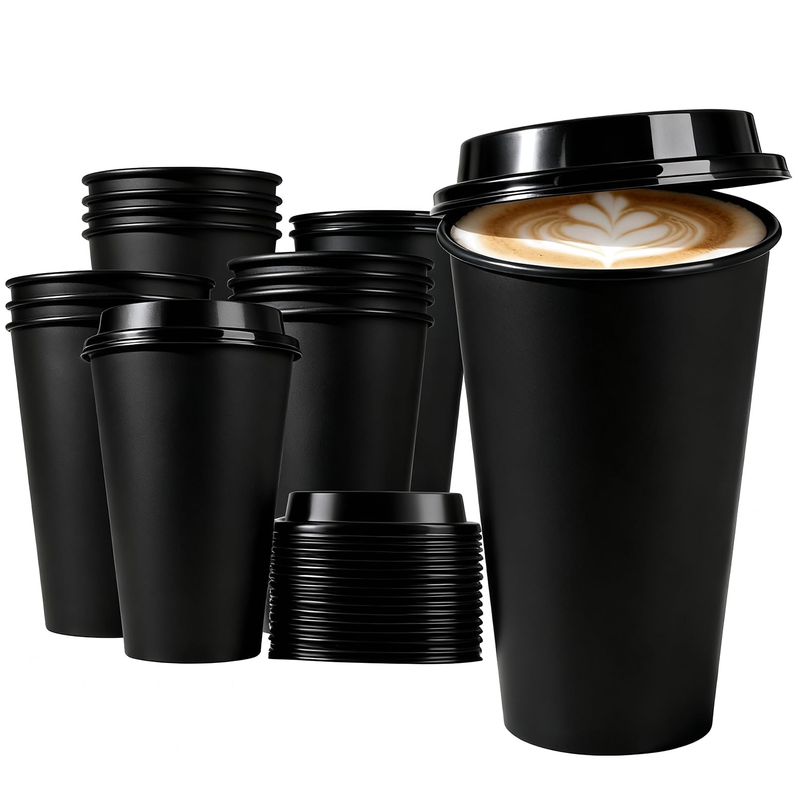MiraFure Plastic Reusable Coffee Cups with Lids, 15 Pack