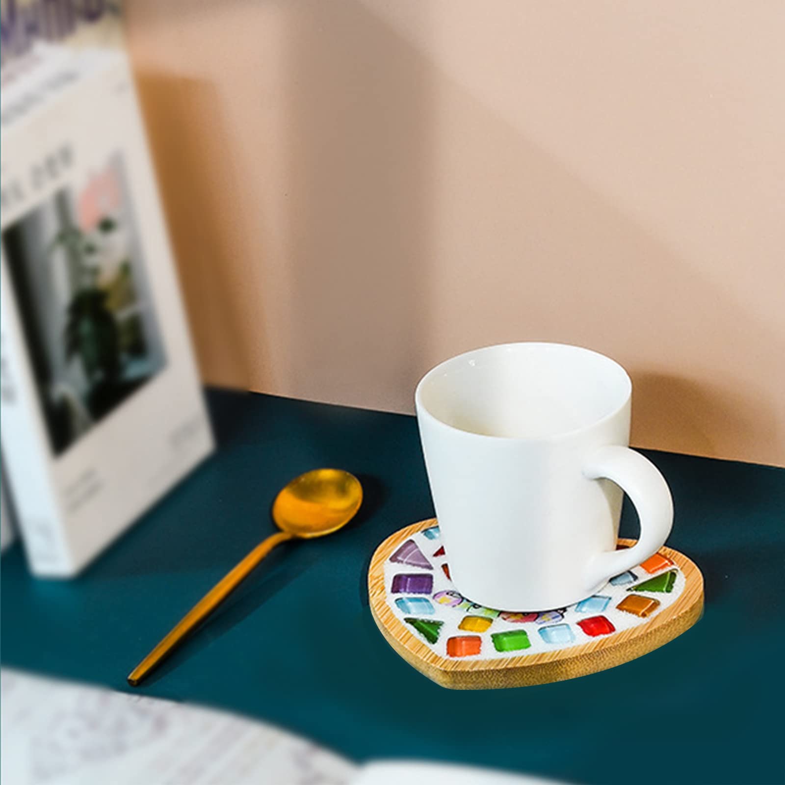 Diy Mosaic Bamboo Coasters, Blank Base Trays, Drinking Cup Coaster, Plant Coaster, Art Plate (6 Pack, Mosaic Tiles Not Included)