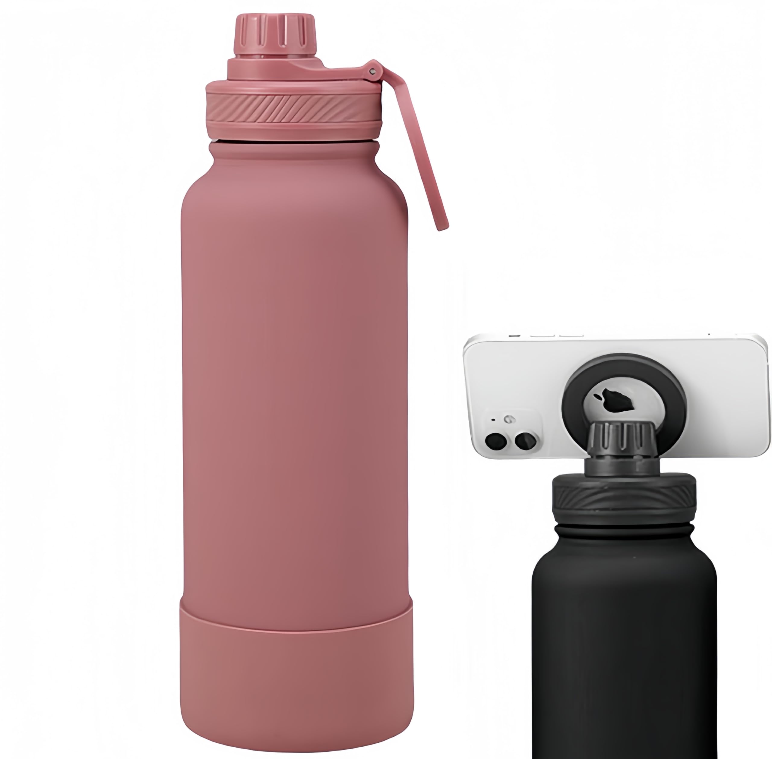 Gteller Magnetic Sports Water Bottle Compatible with Magsafe with Tripod Ring 360 Rotating Magnetic Phone Holder, Stainless Vacu