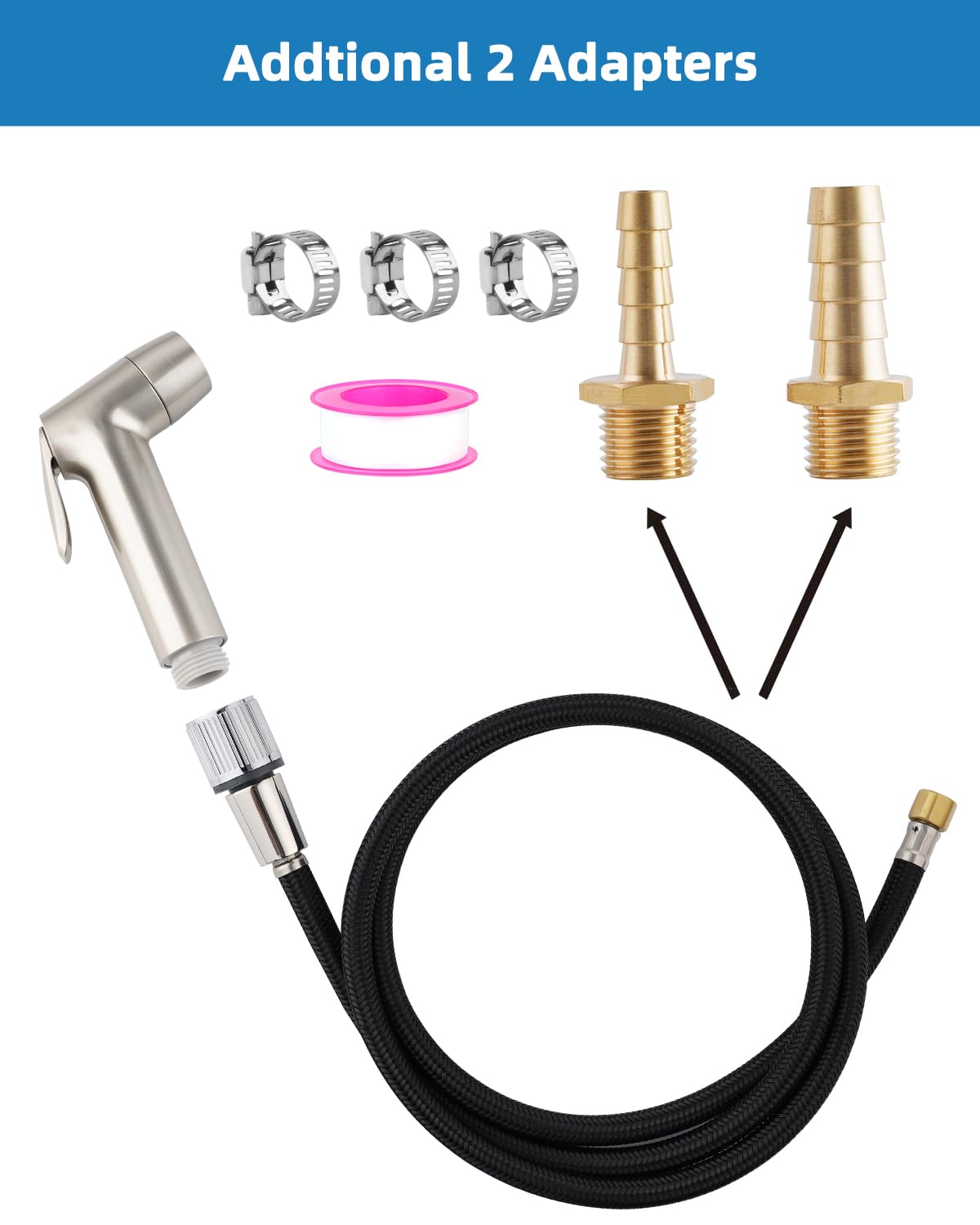 2 Function Universal Kitchen Sink Spray Attachment/Hose/Holder Set, With Water Flow Restrictor Compatible With Moen/Delta Faucet