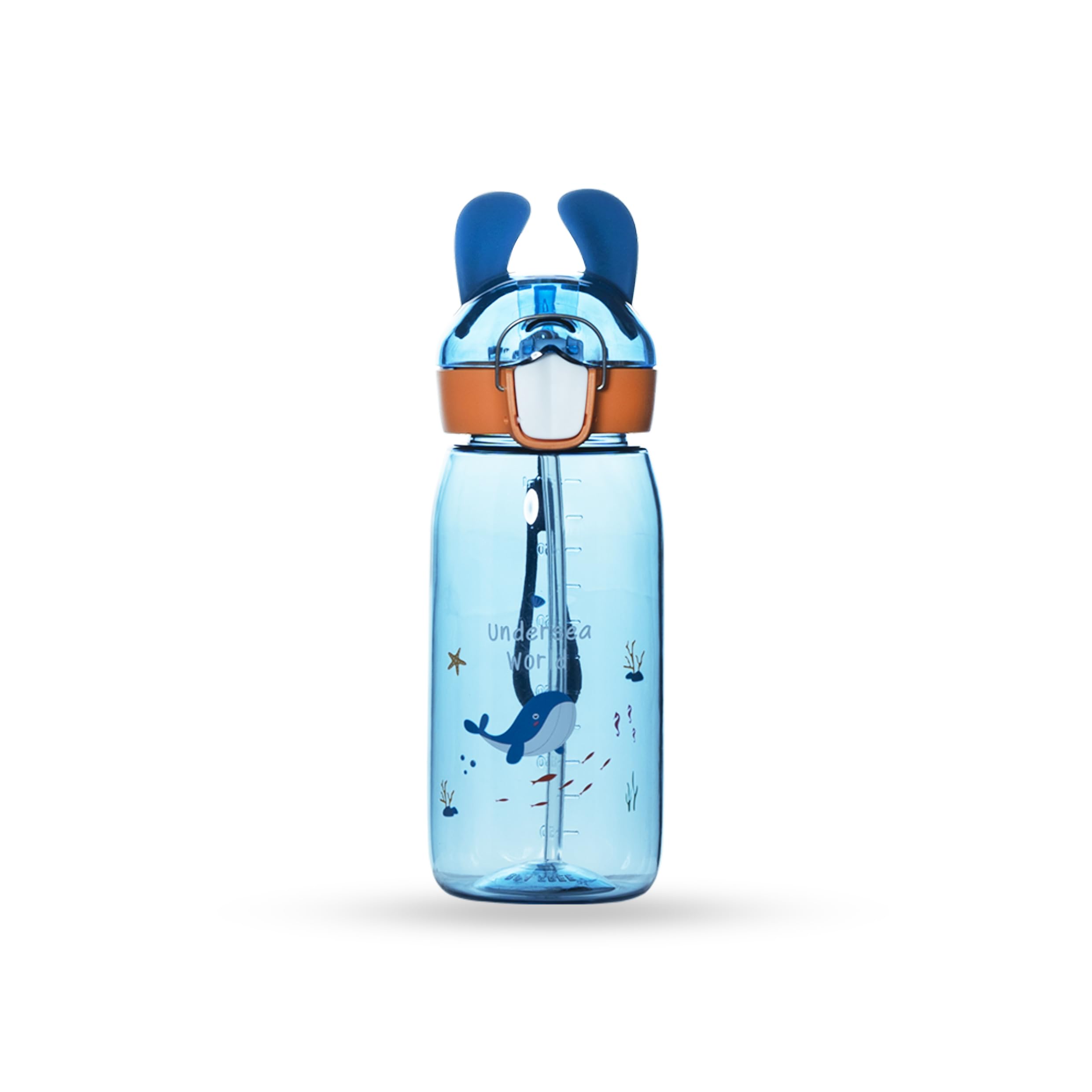 Attro Bunny 550Ml Cute And Convenient Cartoon Printed Kids Tritan Water Bottle With Detachable Strap & Straw Lid Bpa-Free,Leak-P