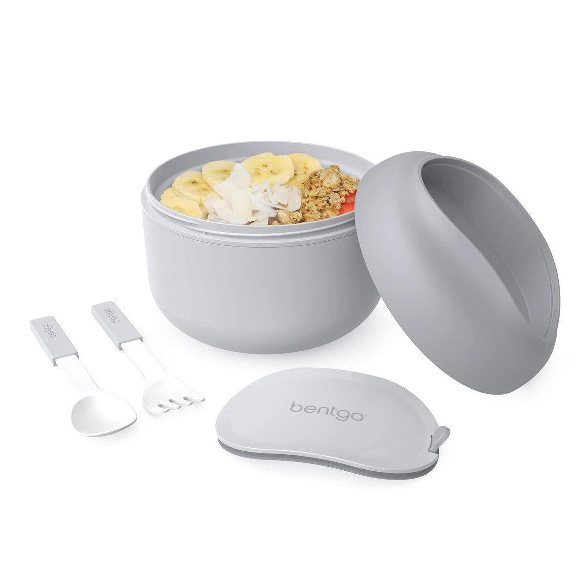 Bentgo Bowl - Insulated Leak-Resistant Bowl With Snack Compartment, Collapsible Utensils And Improved Easy-Grip Design For On-Th
