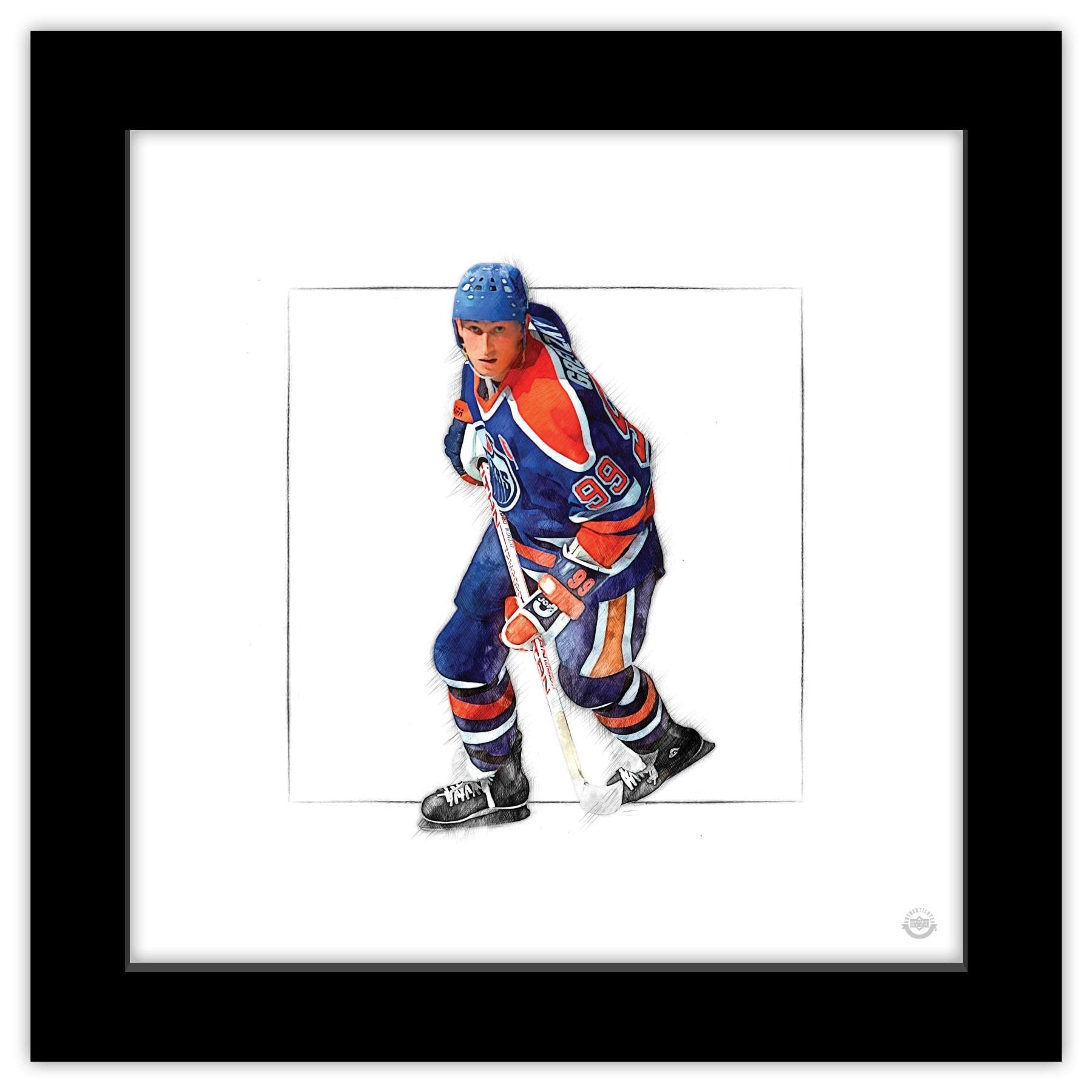 Trends International Gallery Pops Wayne Gretzky - Art Sketch Oilers Skating Wall Art Wall Poster, 12'' X 12'', Black Frame Versi