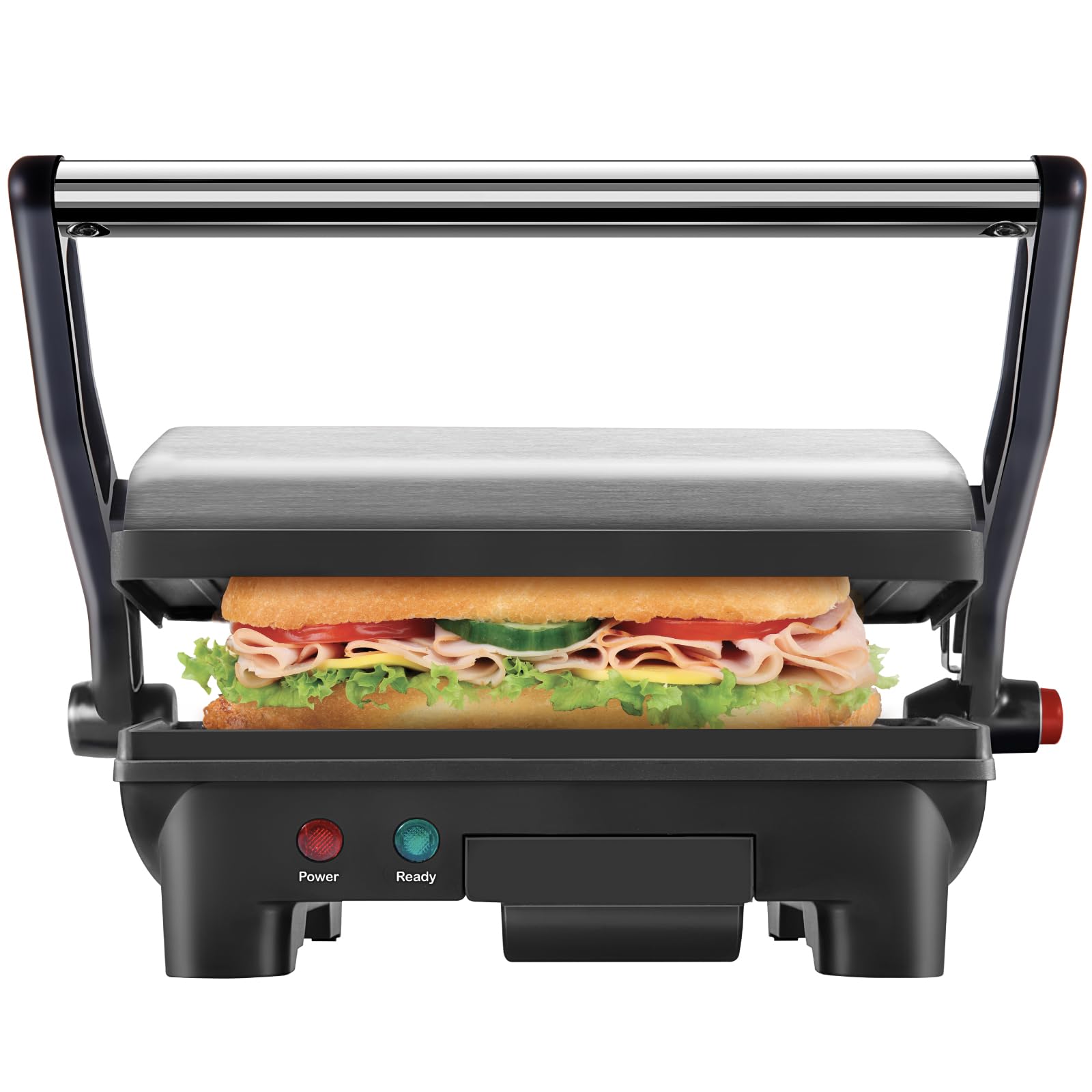 Chefman Electric Panini Press Grill And Gourmet Sandwich Maker W/ Non-Stick Coated Plates, Opens 180 Degrees To Fit Any Type Or