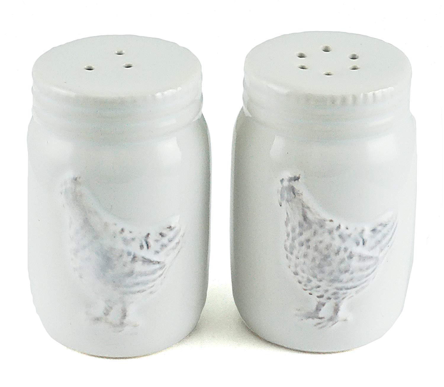 Farmhouse Rooster Embossed Ceramic Salt & Pepper Shakers