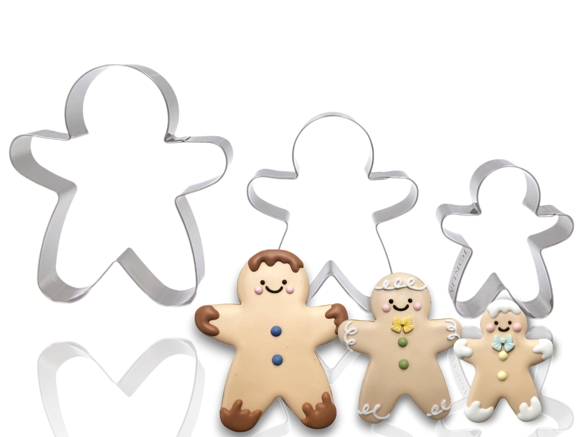 Jokumo Gingerbread Men Set Of 3 Cookie Cutter Set 4    Large Shape Cookie Cutter Mold - 18/0 Stainless Steel