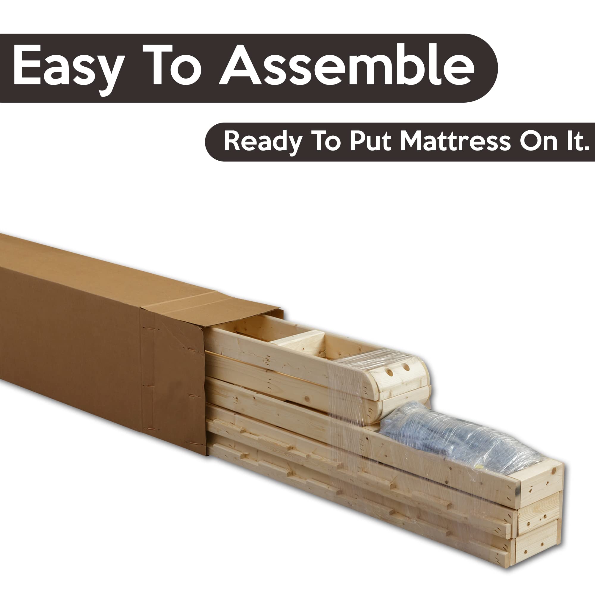 Nutan, 4.5-Inch Box Spring/Foundation for Mattress, Easy Simple Assembly, Strong Wood Structure, Queen, White