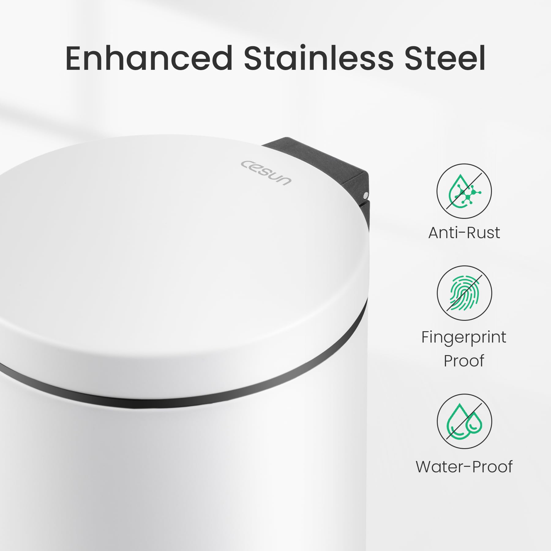 Cesun 1.2 Gallons Small Trash Can With Lid, White Bathroom Garbage Can With Foot Pedal, Mini Round Wastebasket For Bathroom, Bed