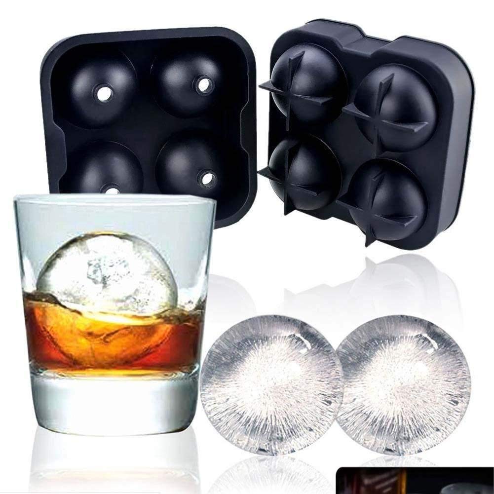 4 Cavity Silicone Sphere Ice Mold Black Silicone Ice Ball Maker