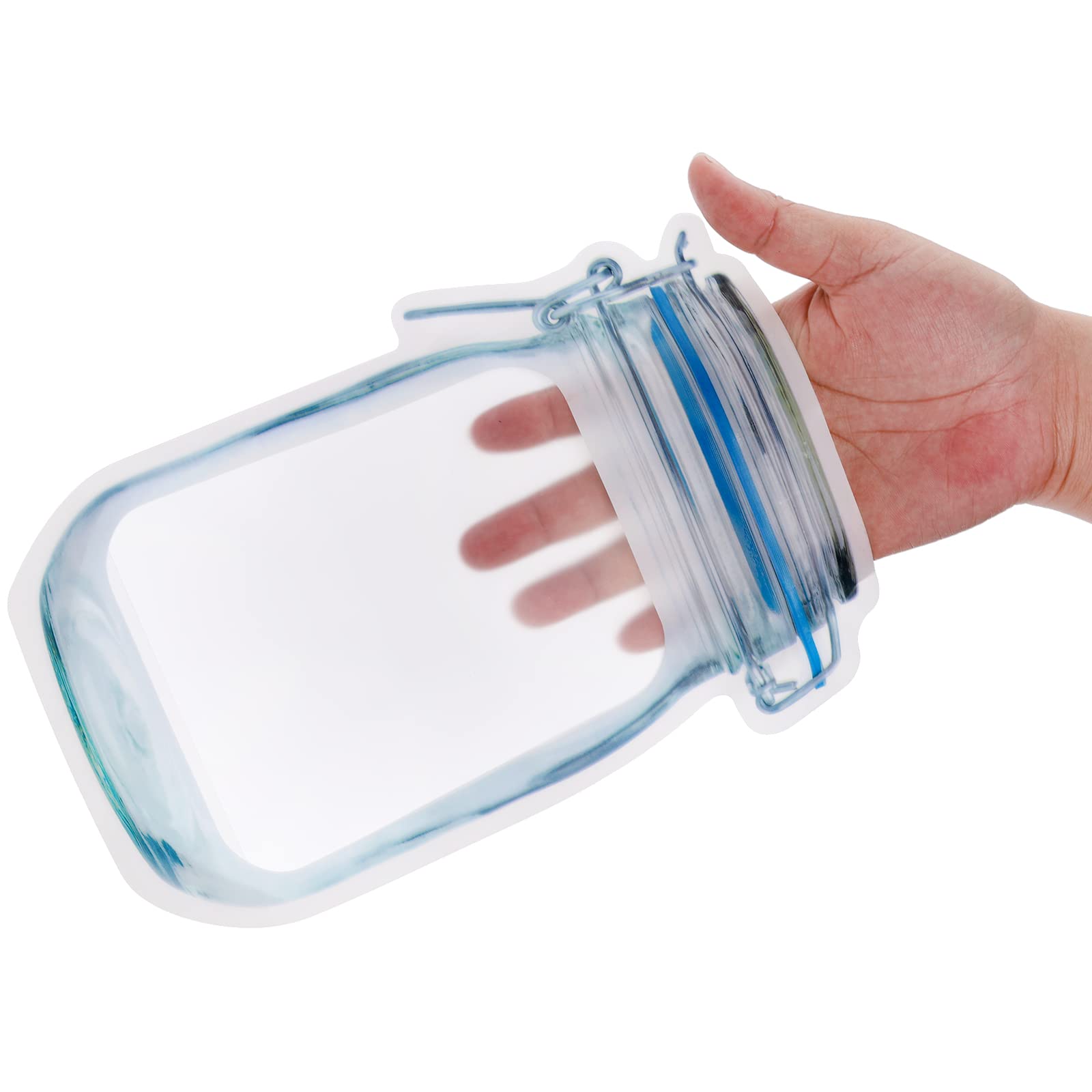 Jucoan Large Wide Mouth Mason Jar Zip Snack Bags, 50 Pack, Reusable, Clear Plastic, Airtight, Leakproof for Food Storage