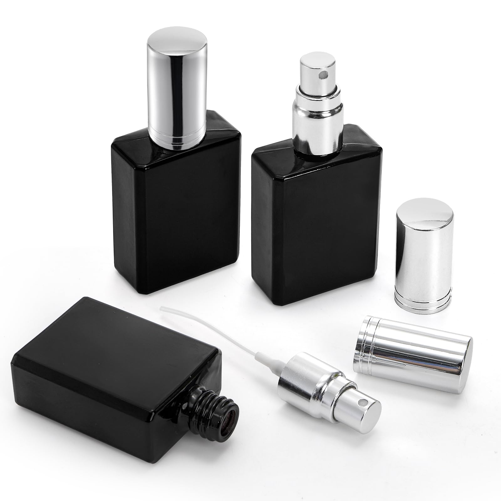 Foraineam 18 Pack 15Ml Black Glass Fine Mist Atomizer Spray Bottles, Refillable Mini Glass Perfume Bottle Fragrance Bottles, Emp