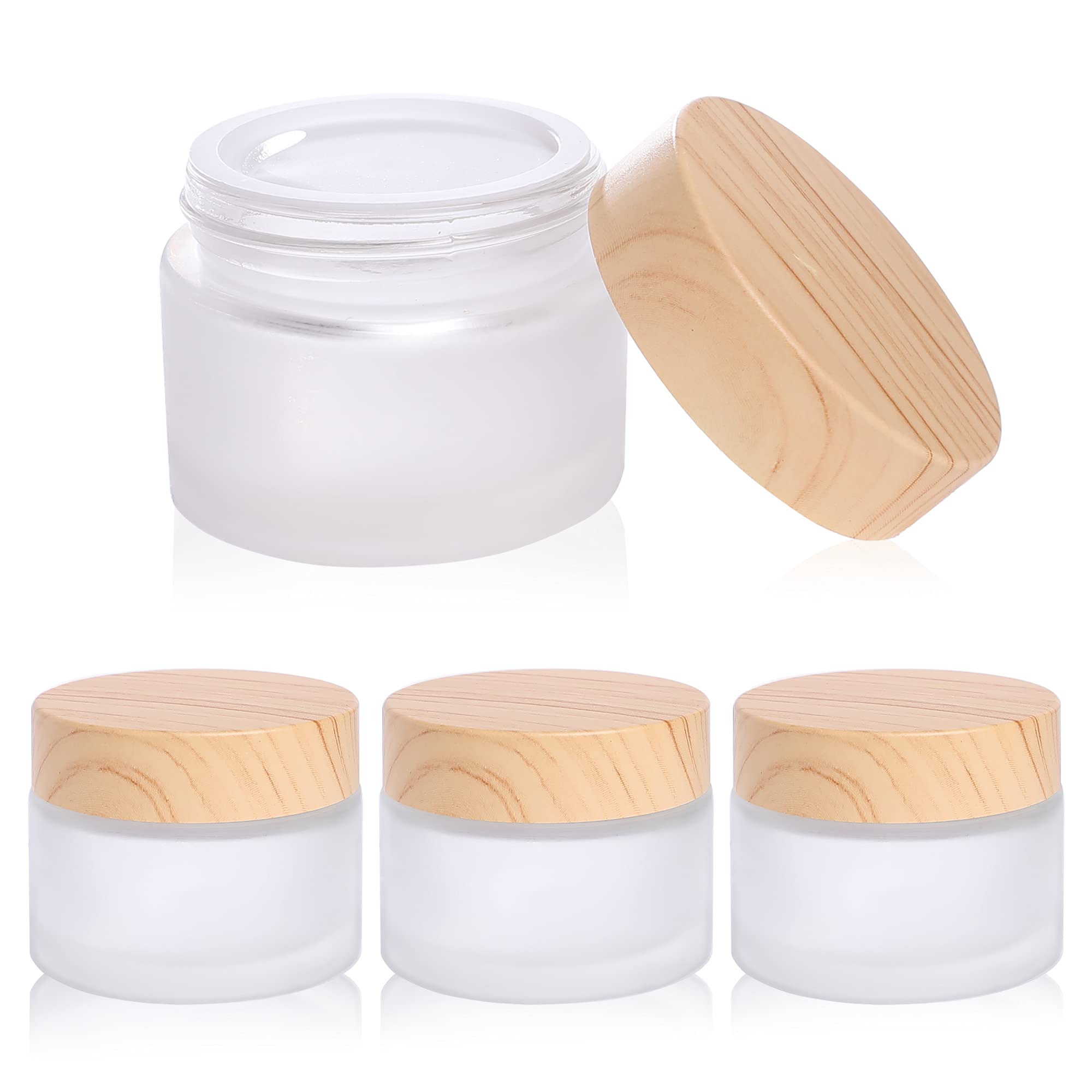 50 Gram/Ml Glass Cosmetic Containers With Lids,Round Frosted Cosmetic Jars With Leakproof Lids,Small Empty Glass Sample Jars For