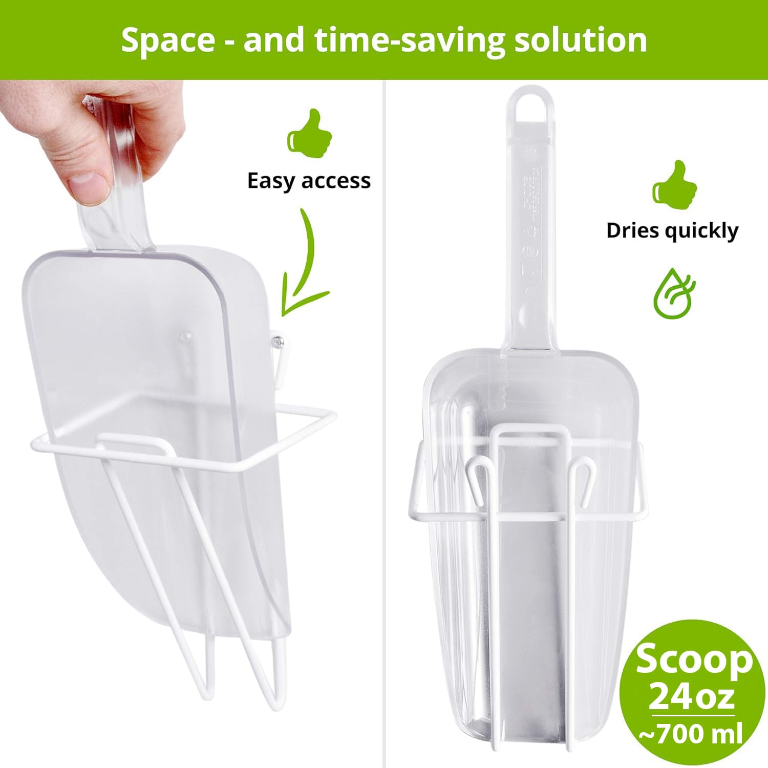 [24 Oz] Cusinium Ice Scoop W/Ice Scoop Holder Bundle