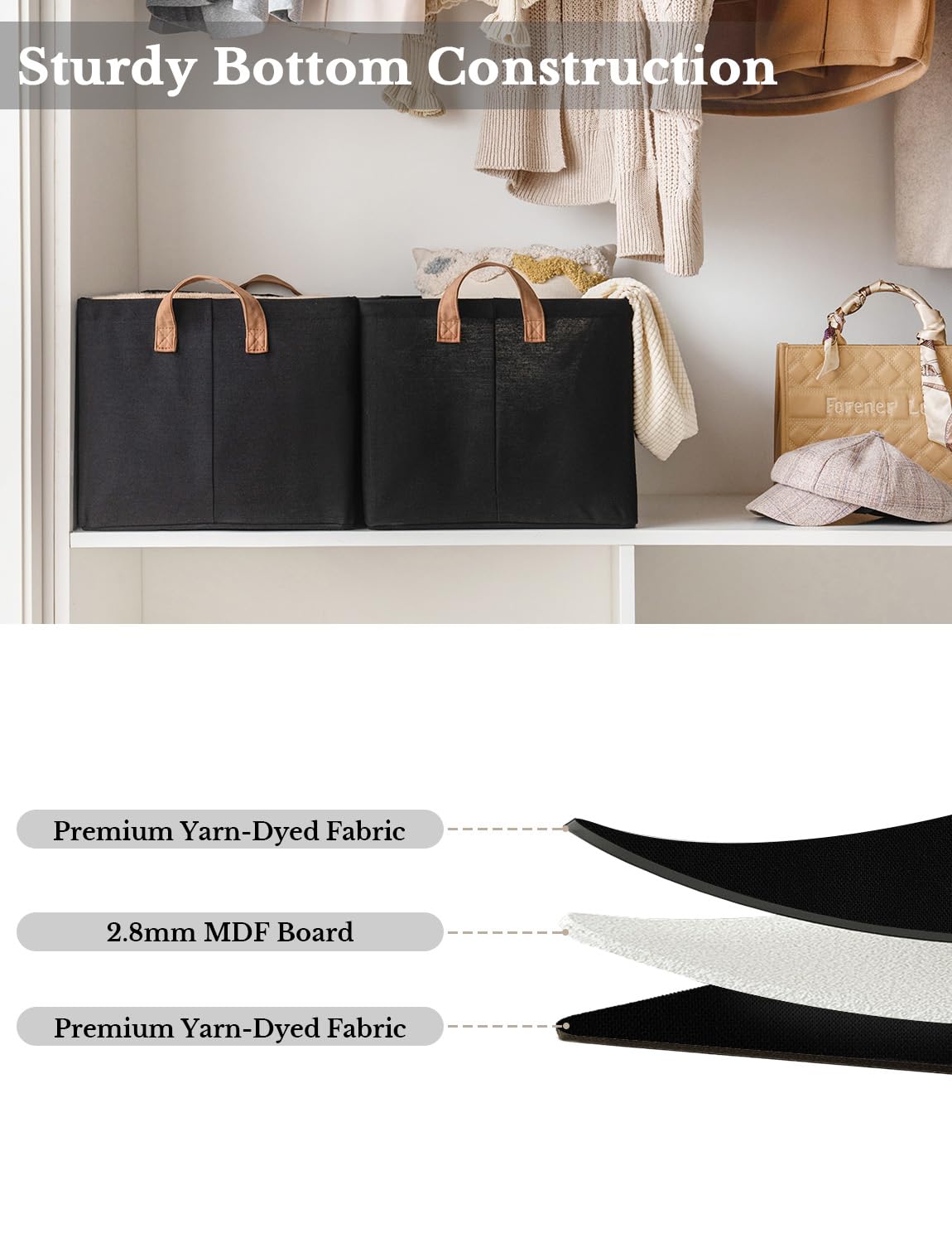 Storageworks Storage Bins, Fabric Storage Bins For Shelves, Extra Large Storage Baskets With Metal Frame, Closet Baskets And Bin