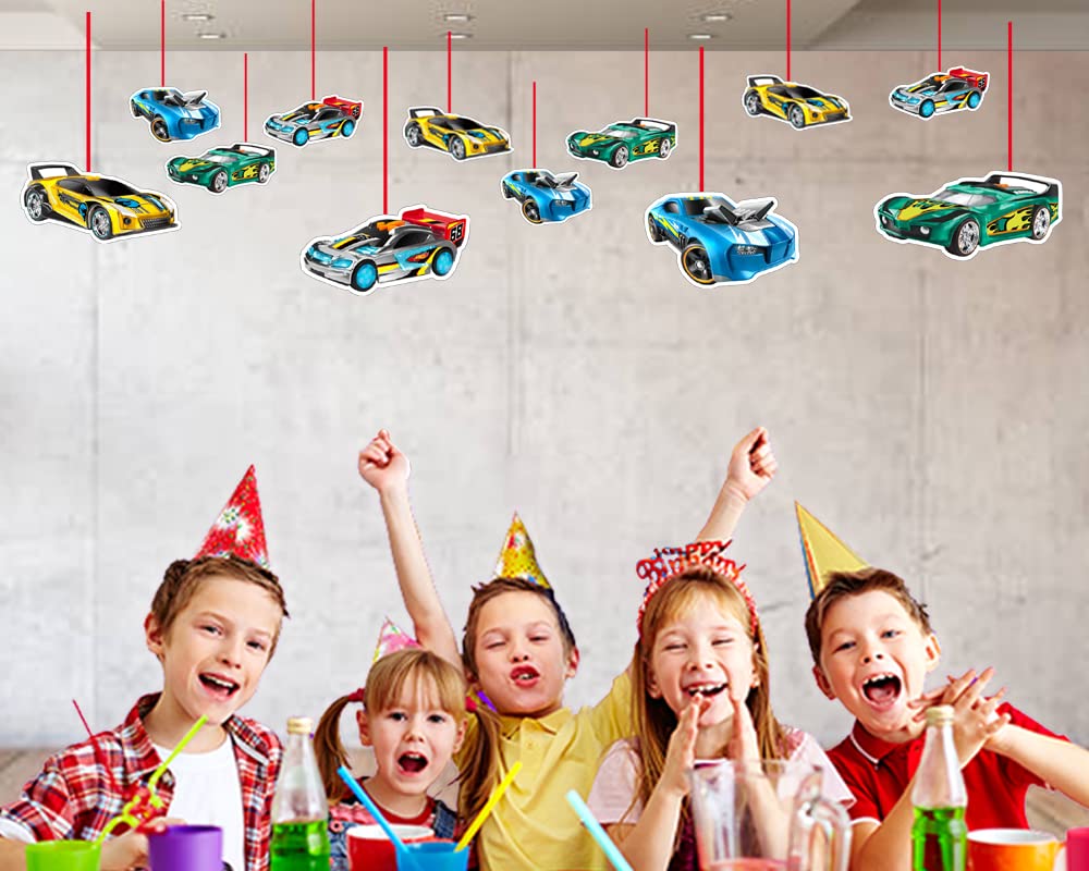 Wow Party Studio Hotweels Theme Ceiling Hangings/Danglers For Birthday Party Decoration  12 Pcs