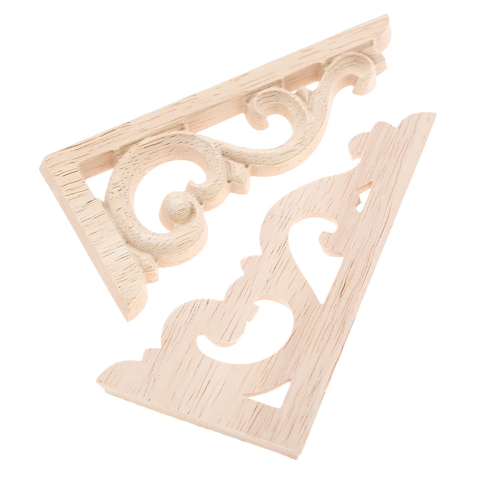 MUXSAM Wood Carved Corners Appliques Onlays  2-Pair Unpainted Wood Caravings Decals for Cabinet Dresser Cupboard Mirrors Walls Doors Closet Fireplace Bed Frame DIY Craft Project  12x6cm/4.72''x2.36''