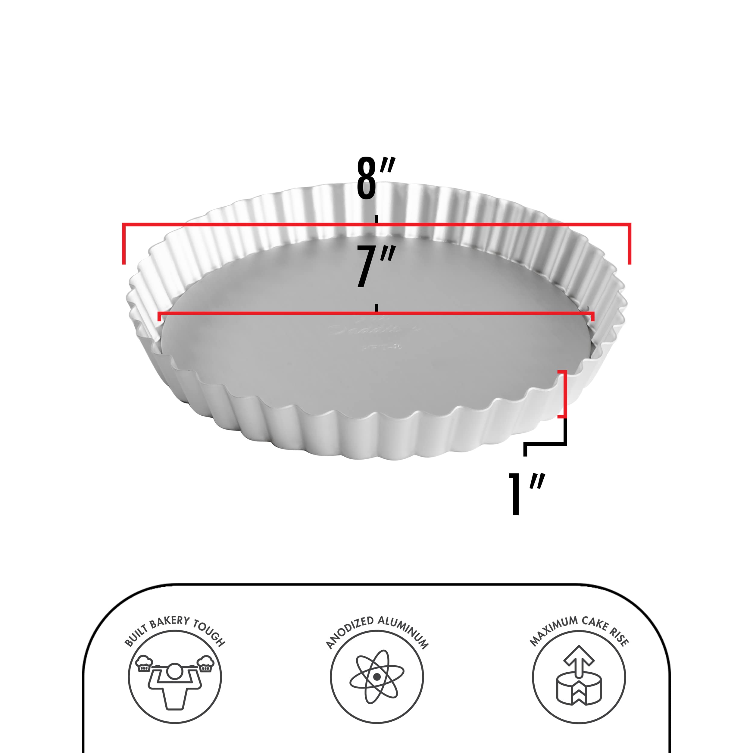 Fat Daddio'S Pft-8 Round Fluted Tart Pan, 8 X 1 Inch