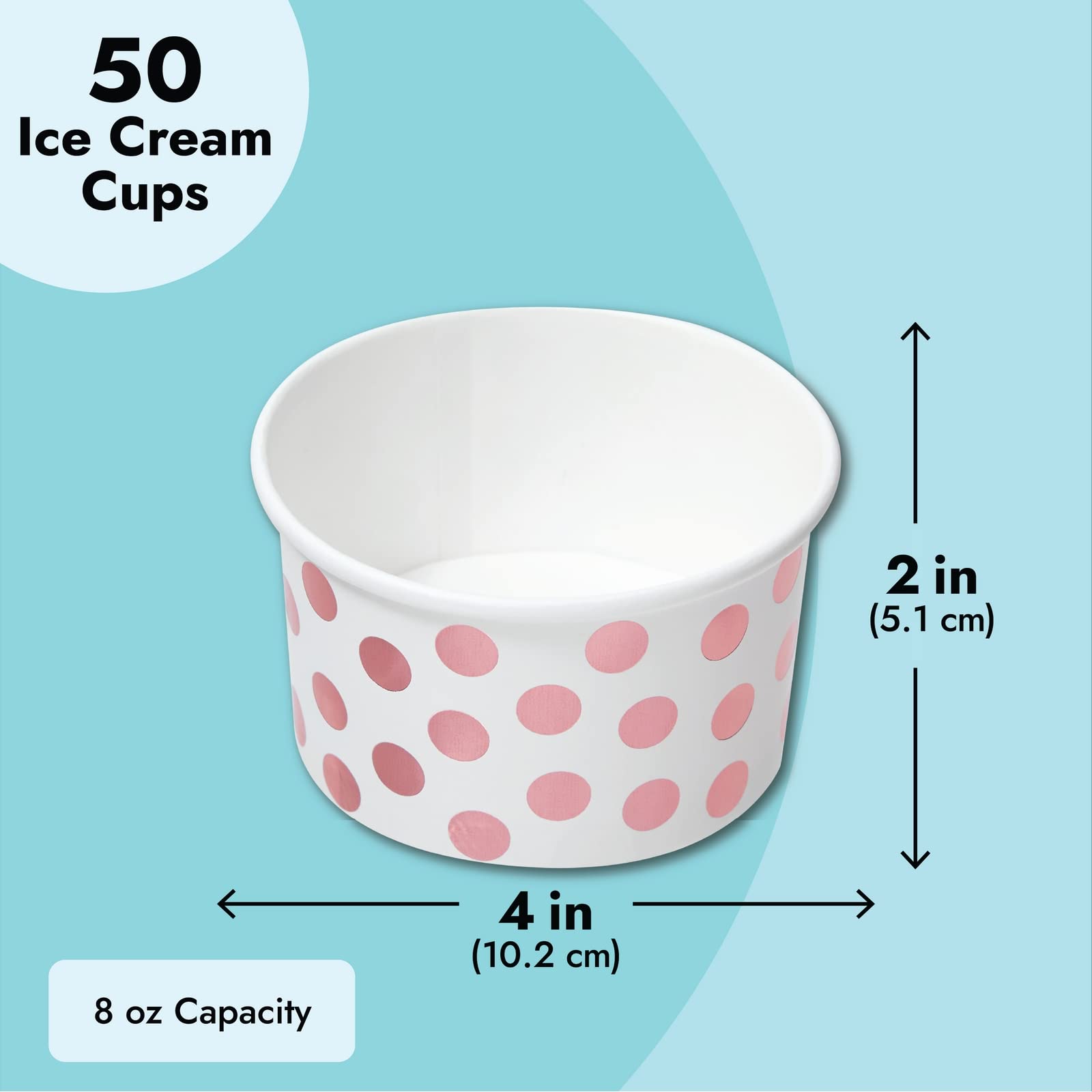 Juvale 50-Pack Paper Ice Cream Cups For Frozen Yogurt, Sundae Bar, Parfaits, Treats, Diners, Restaurants, Bakeries, Disposable D