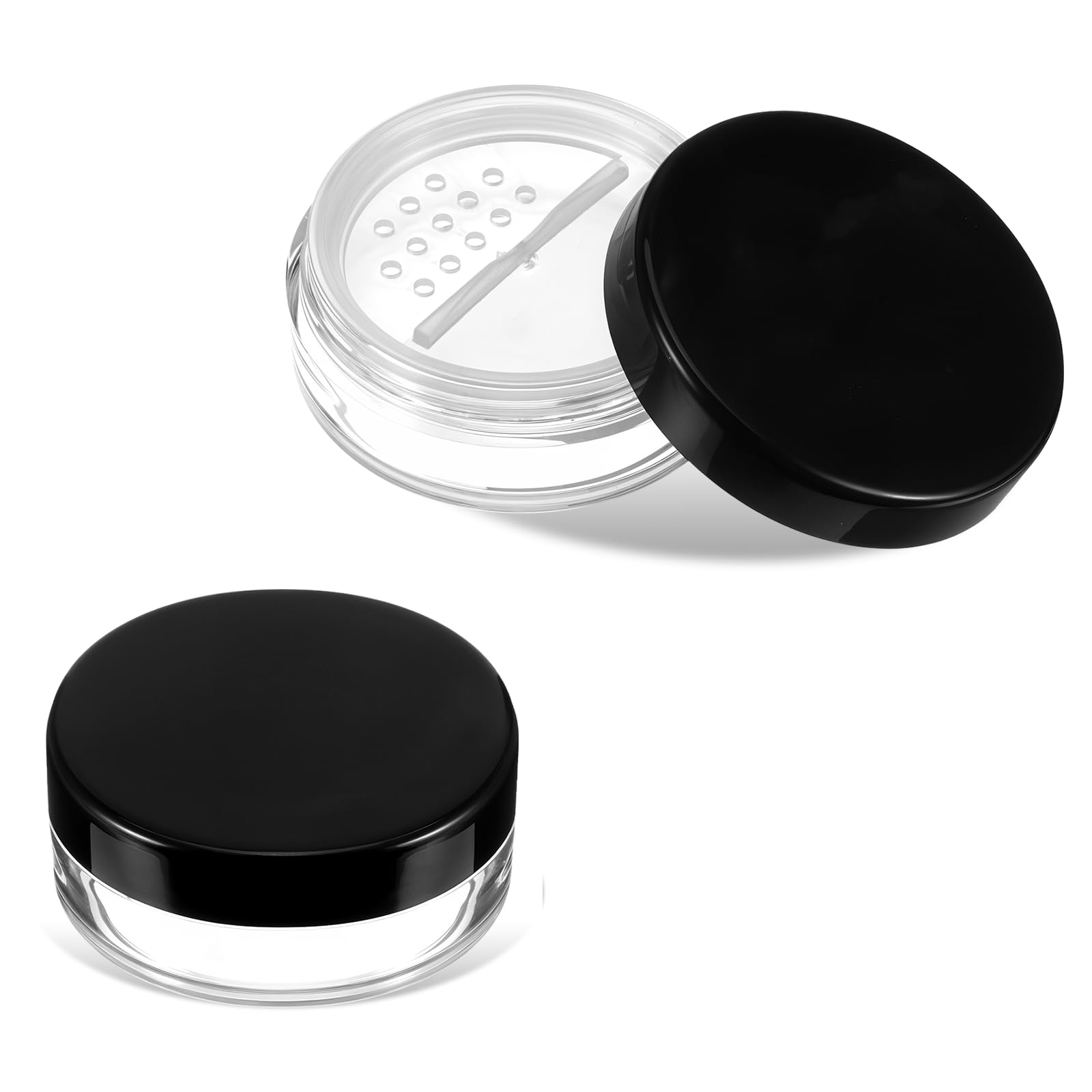 2PCS 10ml/0.34oz Travel Powder Container Plastic Empty Loose Powder Containers Refillable Makeup Container with Rotatable Sifter