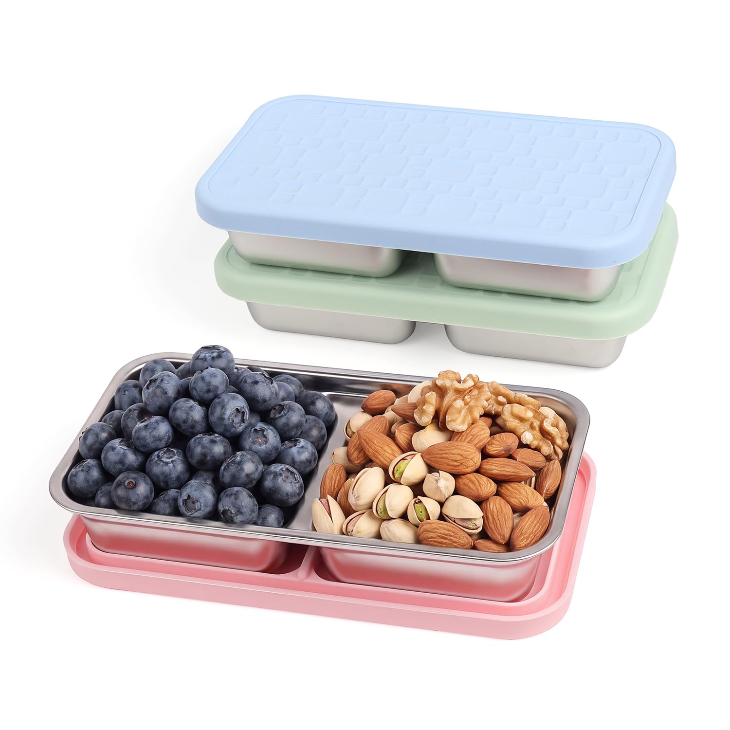 3 Pack Stainless Steel Snack Containers, 15 oz Lunch Box Containers