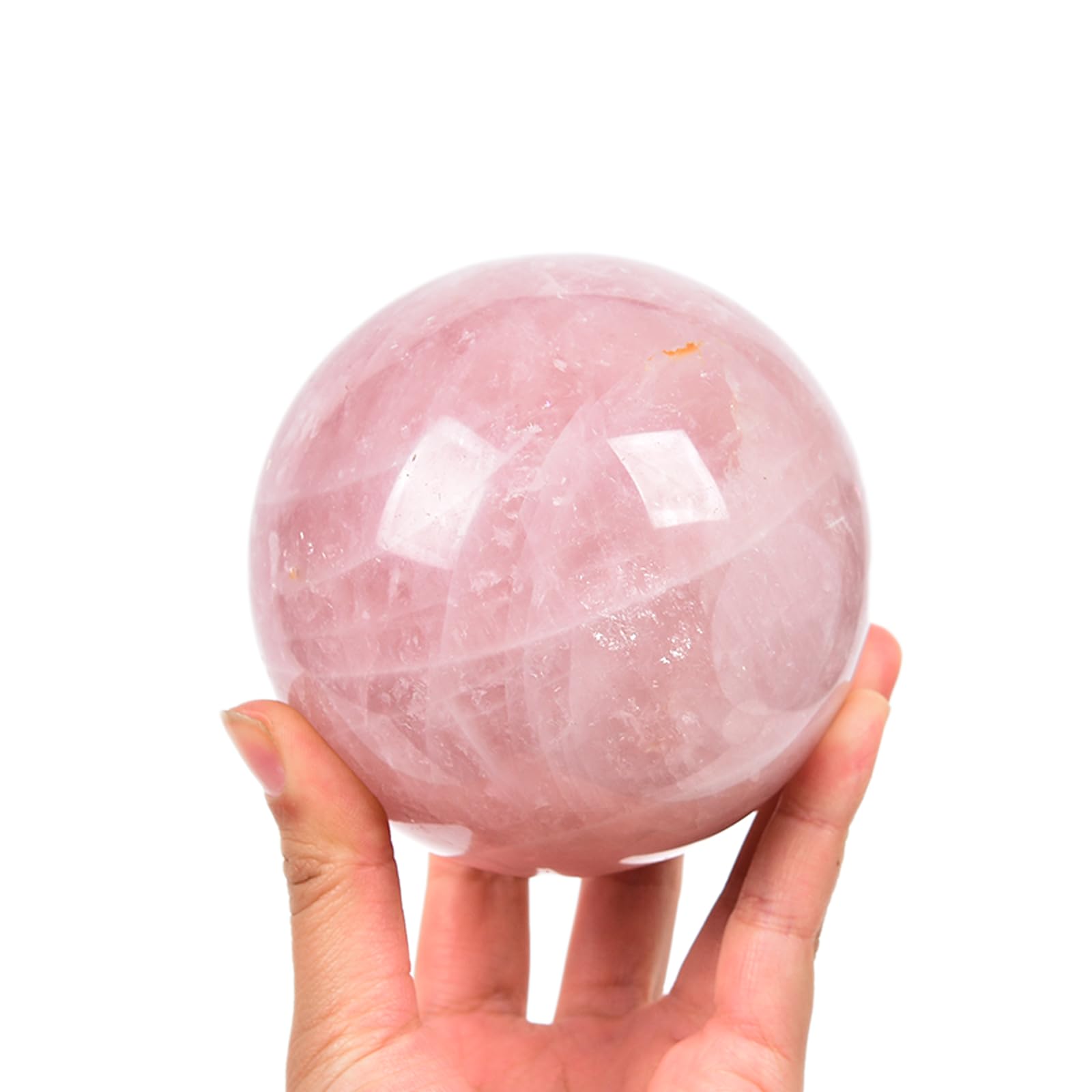 JIC Gem Natural Pink Rose Quartz Ball Sphere with Base,Class 1,10-11cm