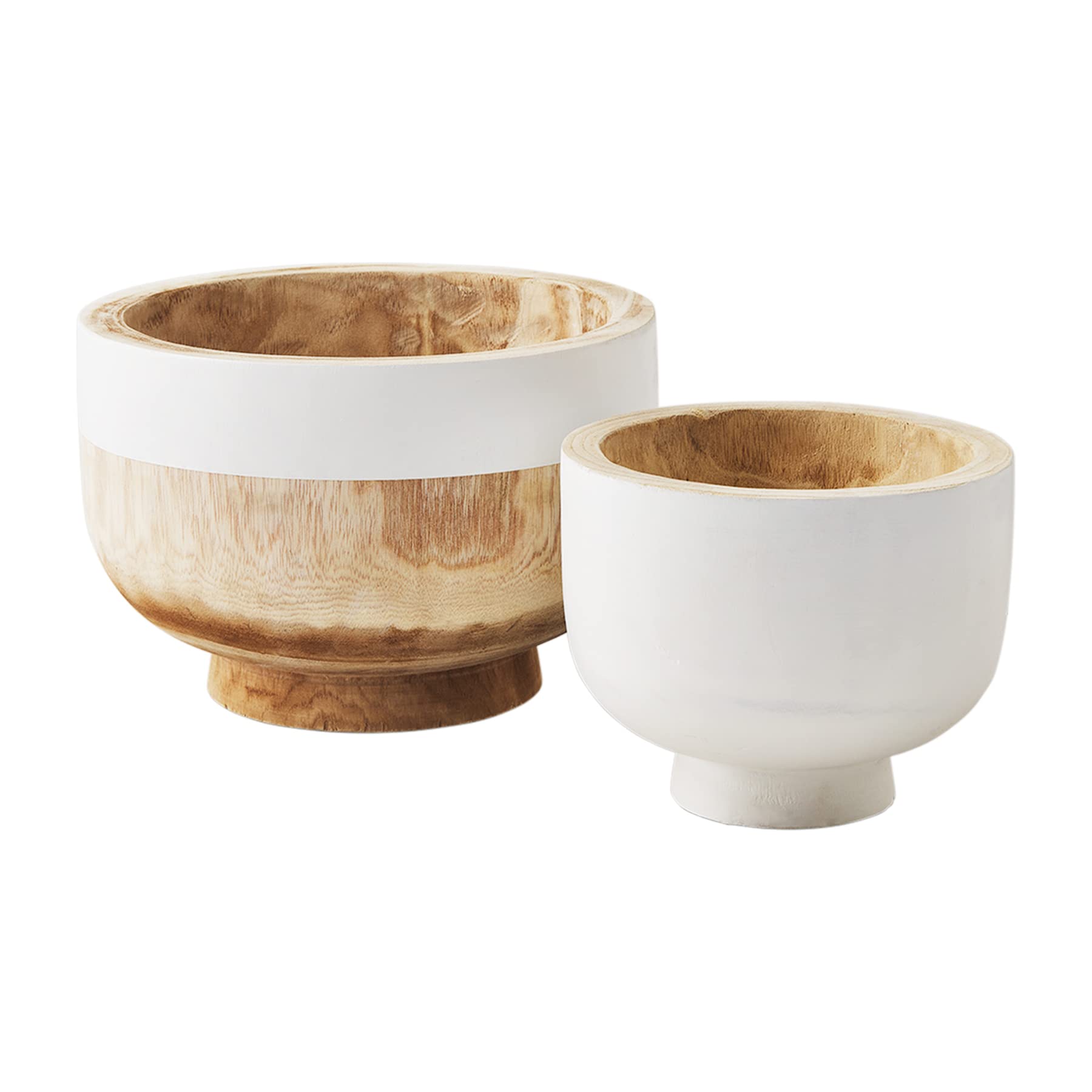 Mud Pie Paulownia Nested Bowl Set, Natural, Small 6'' X 9'' Dia | Large 7 1/4'' X 11'' Dia