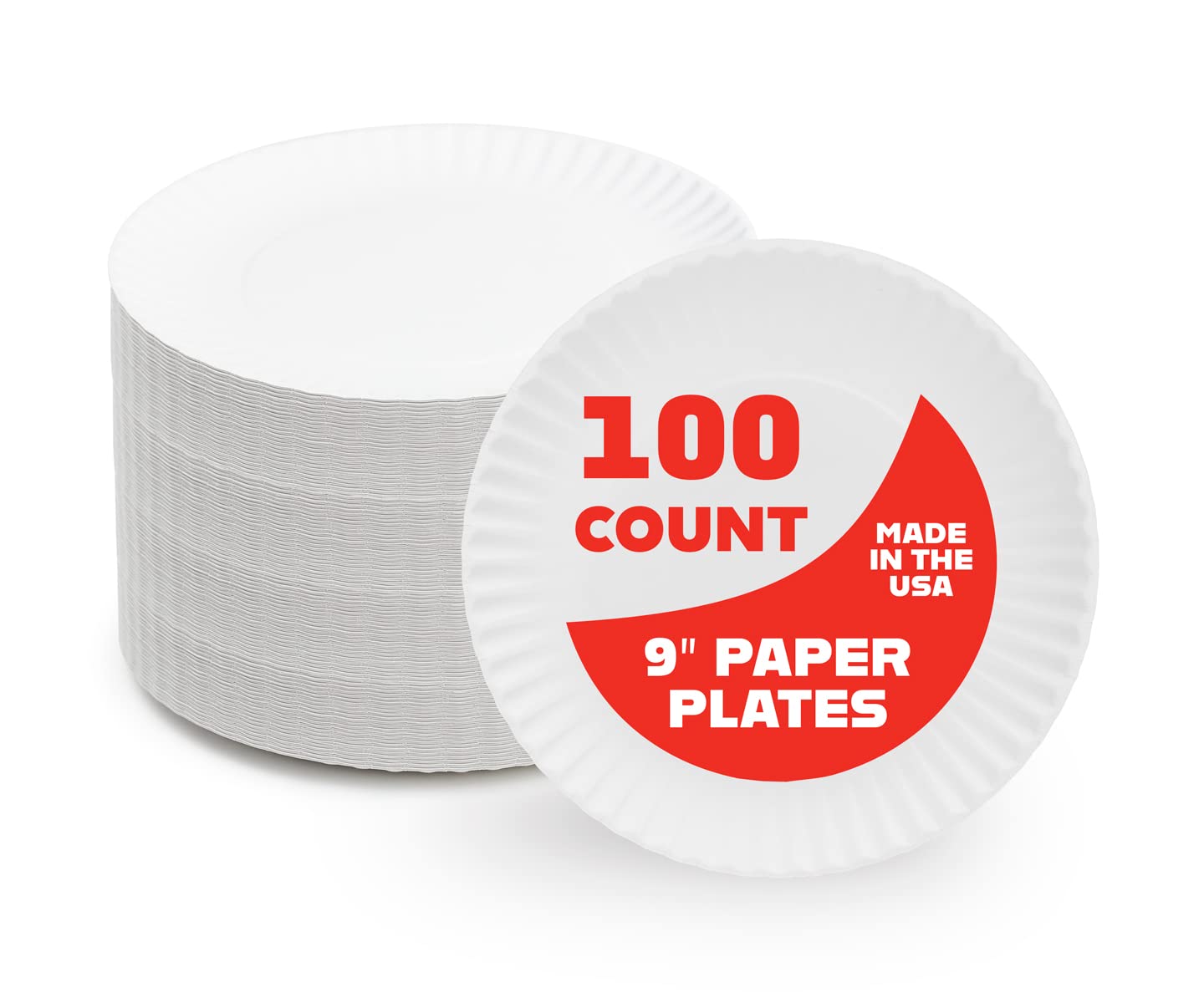 Hygloss Products 69109 Paper Plates (69109), 9'', 100 Pcs