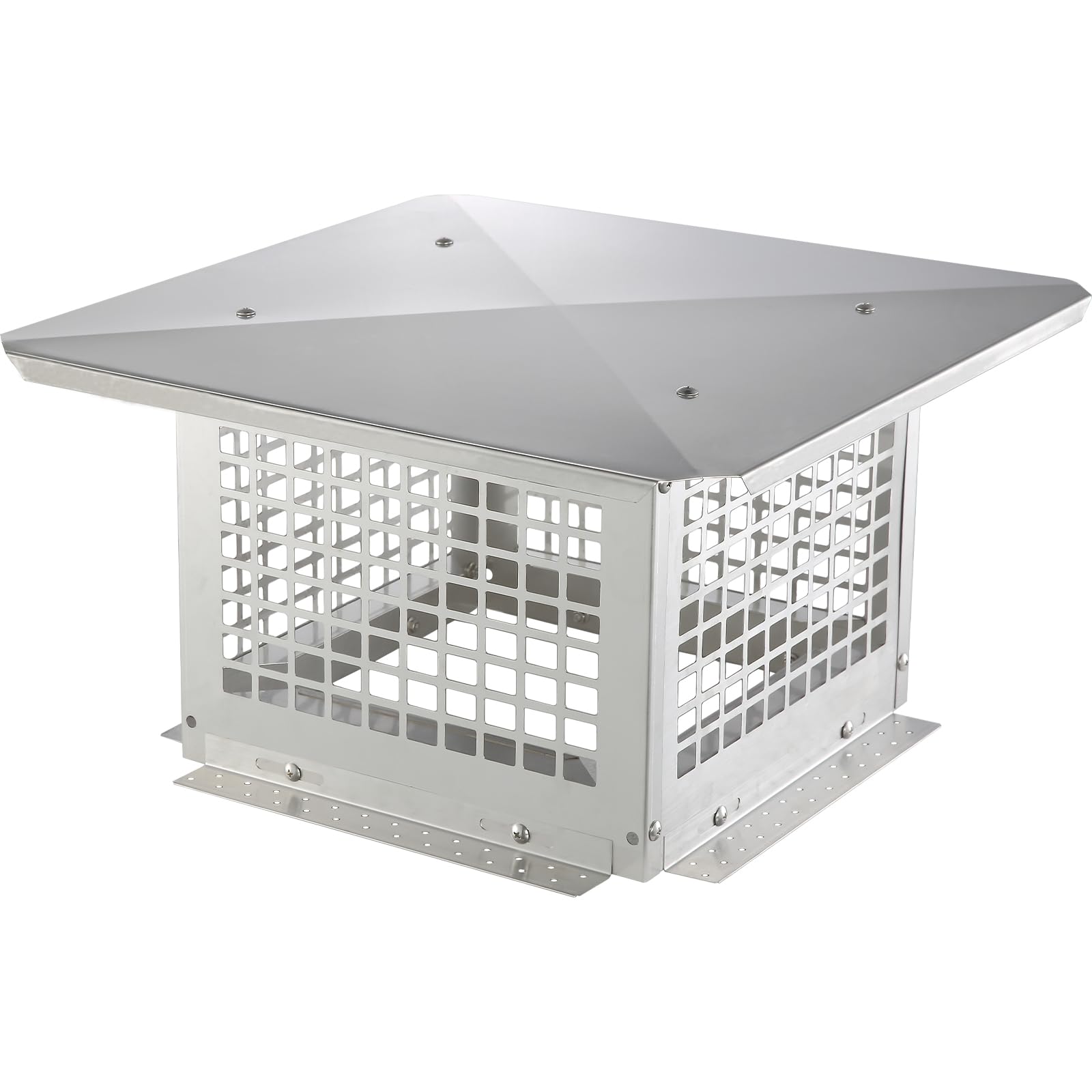 VEVOR Chimney Cap 12 x 12 inch Practical Accessories & Easy Installation, Fits Mesh Covers Outside Clay Flue Shingles, Silver