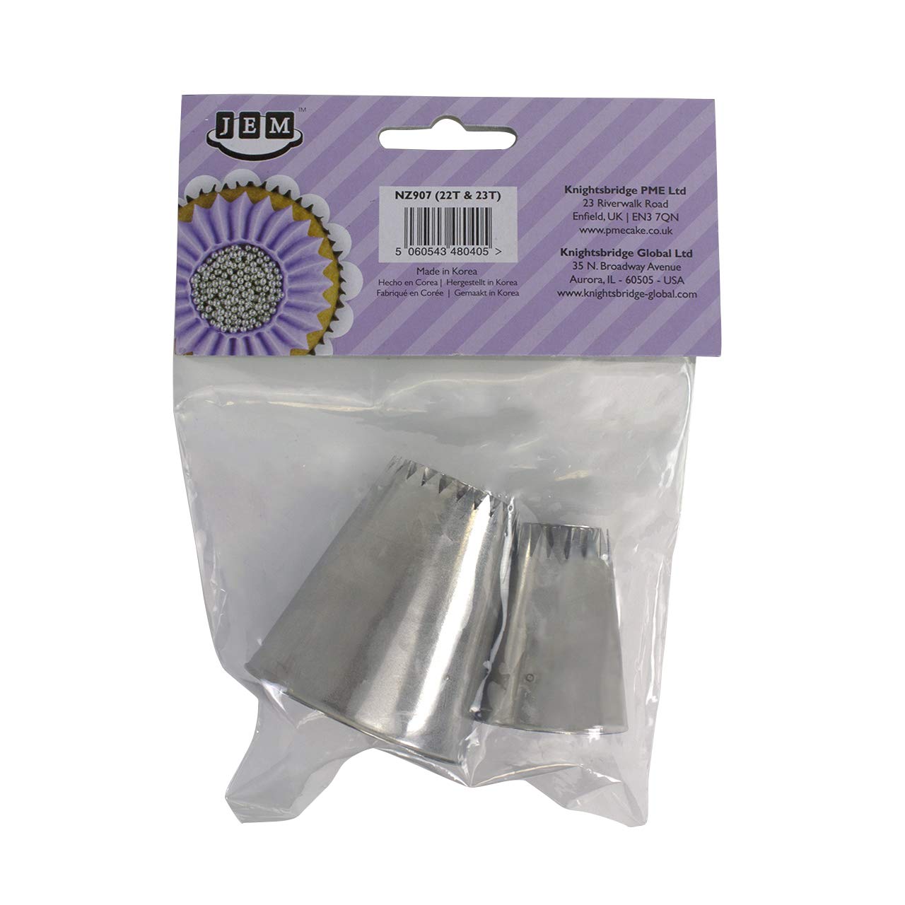 Jem Enterprises Jem Twist Nozzle Decorating Tip (Sultan Style Flat Cone) Set Of 2-22T & 23T, Standard, Silver