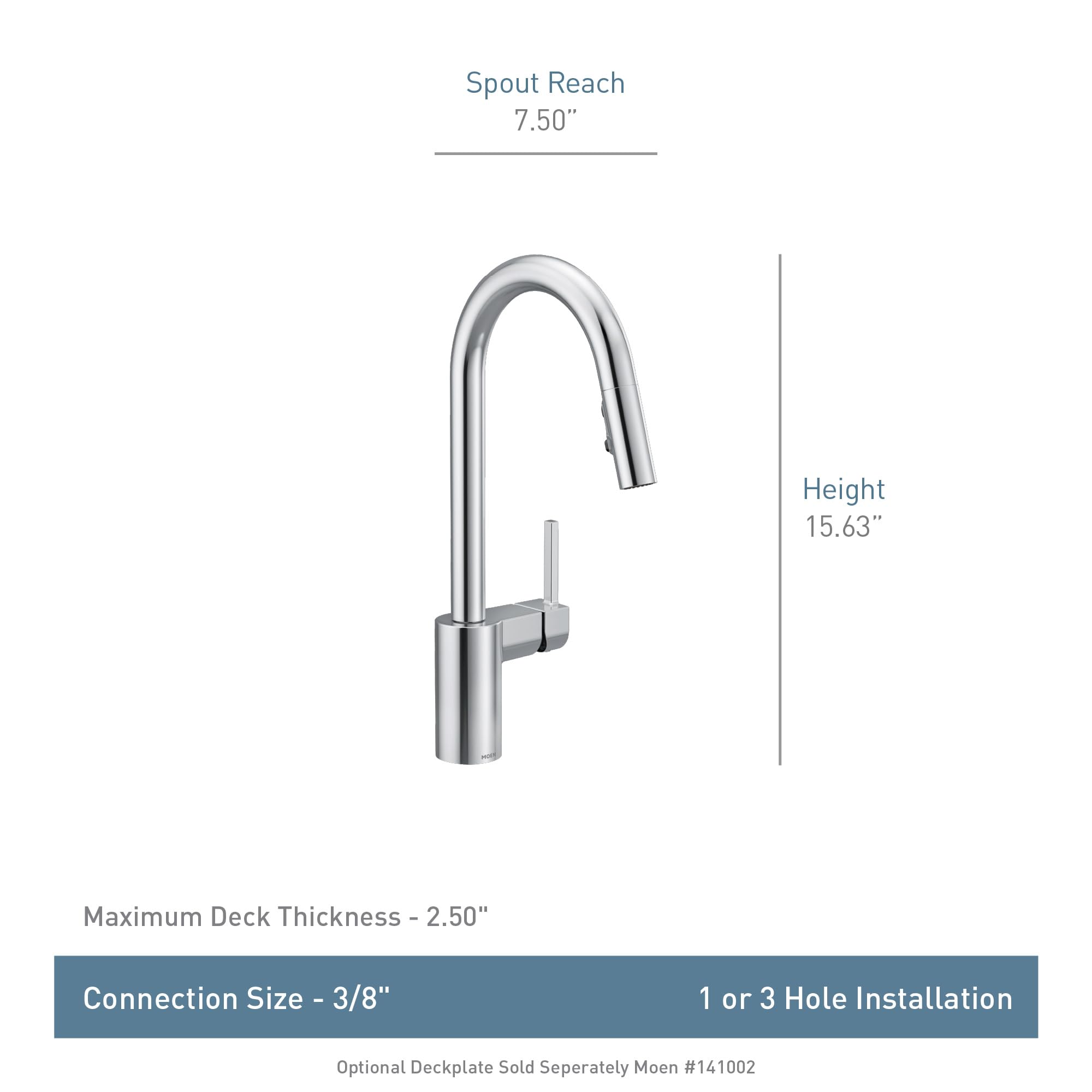 Moen Align Chrome One-Handle Modern Kitchen Pulldown Faucet With Reflex Docking System And Power Clean Spray Technology, 7565