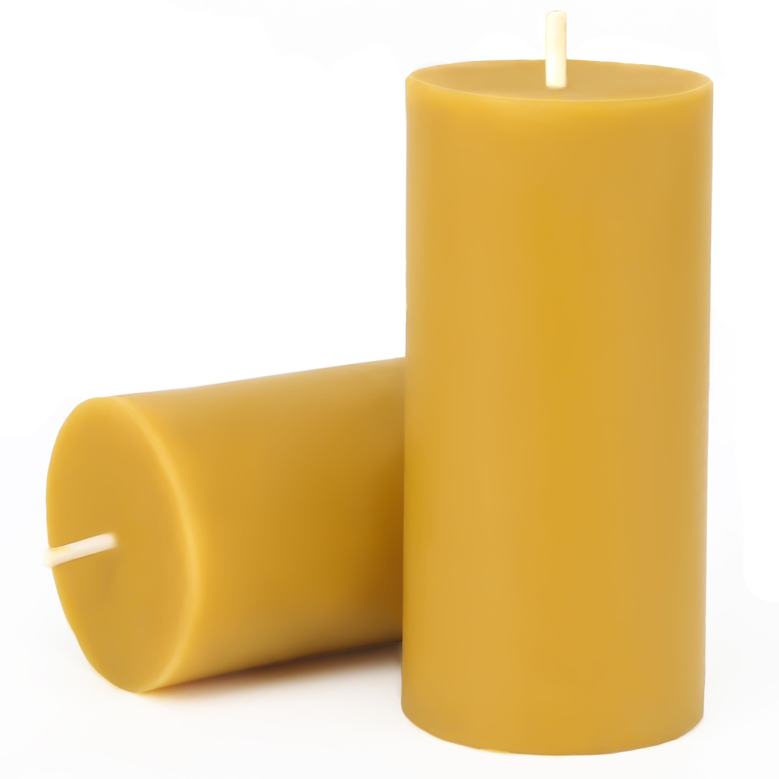 Natural Beeswax Candles Pillar, 2 Packs, 70 Hours Burn Time, 100% Pure Beeswax Candles for Home Deco, Smokeless & Dripless Beesw