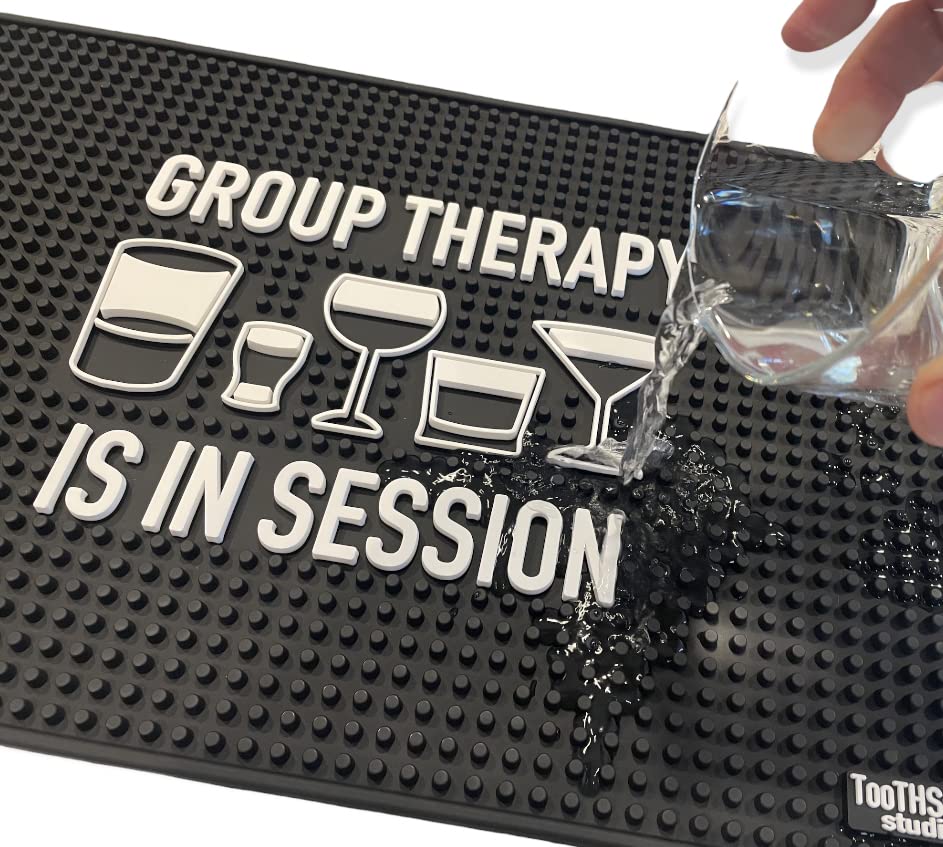 Group Therapy Is In Session 17.7'' X 11.8'' Funny Bar Spill Mat Rail Countertop Accessory Home Pub Decor Slip Resistant Durable