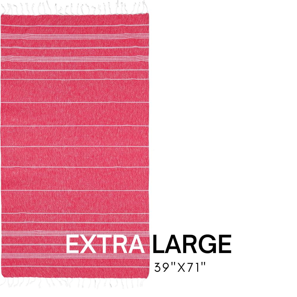 Bay Laurel Turkish Beach Towel With Travel Bag 39 X 71 Quick Dry Sand Free Lightweight Large Oversized Towels Light (Red With Mi