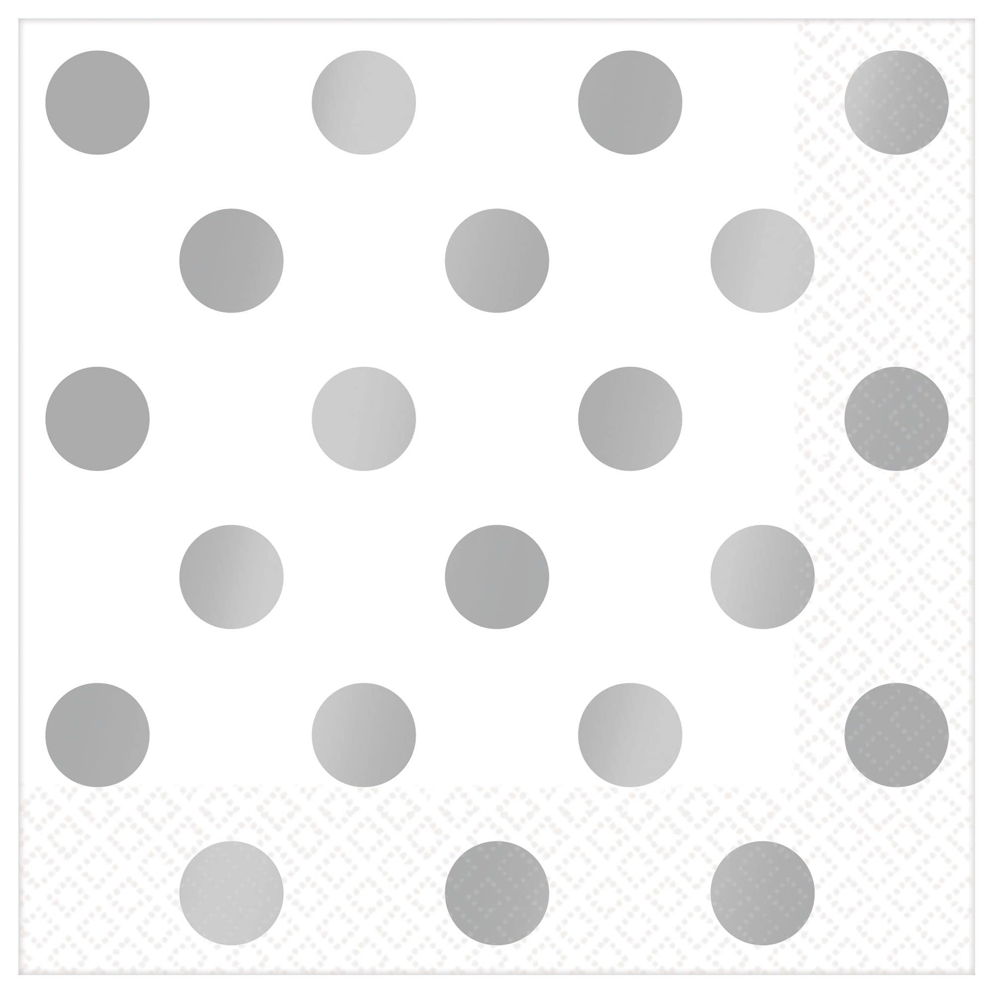 Amscan Luncheon Napkins Party Supplies, 6.5'' X 6.5'', Silver/White