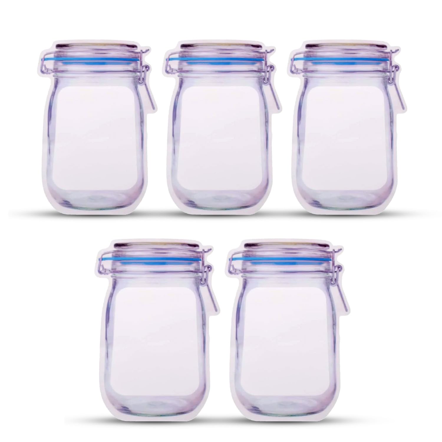 Generic Plastic Container 1 Ltr  Reusable Airtight Seal Plastic Food Storage Pouch, Mason Jar Style Zipper Bag, Leakproof Durab