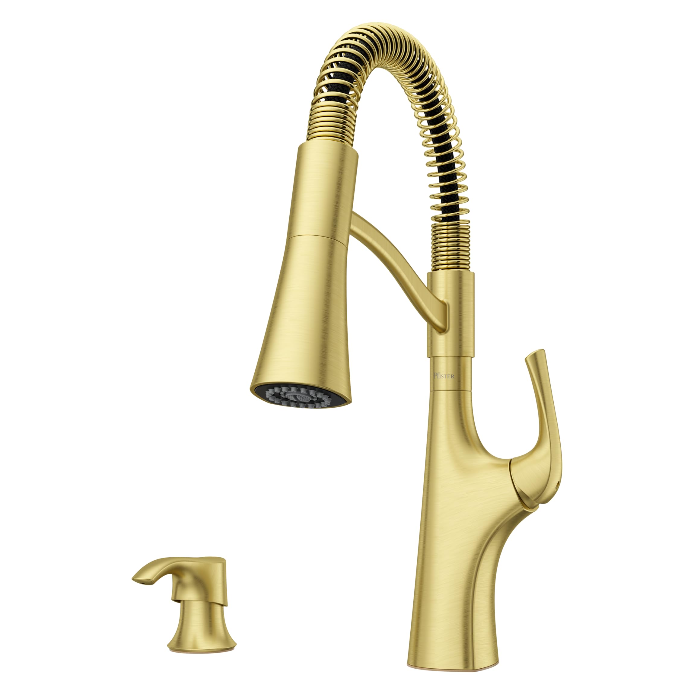 Pfister Ladera Commercial Culinary Kitchen Faucet with Pull Down Sprayer and Soap Dispenser, Single Handle, NSF Certified, Brush