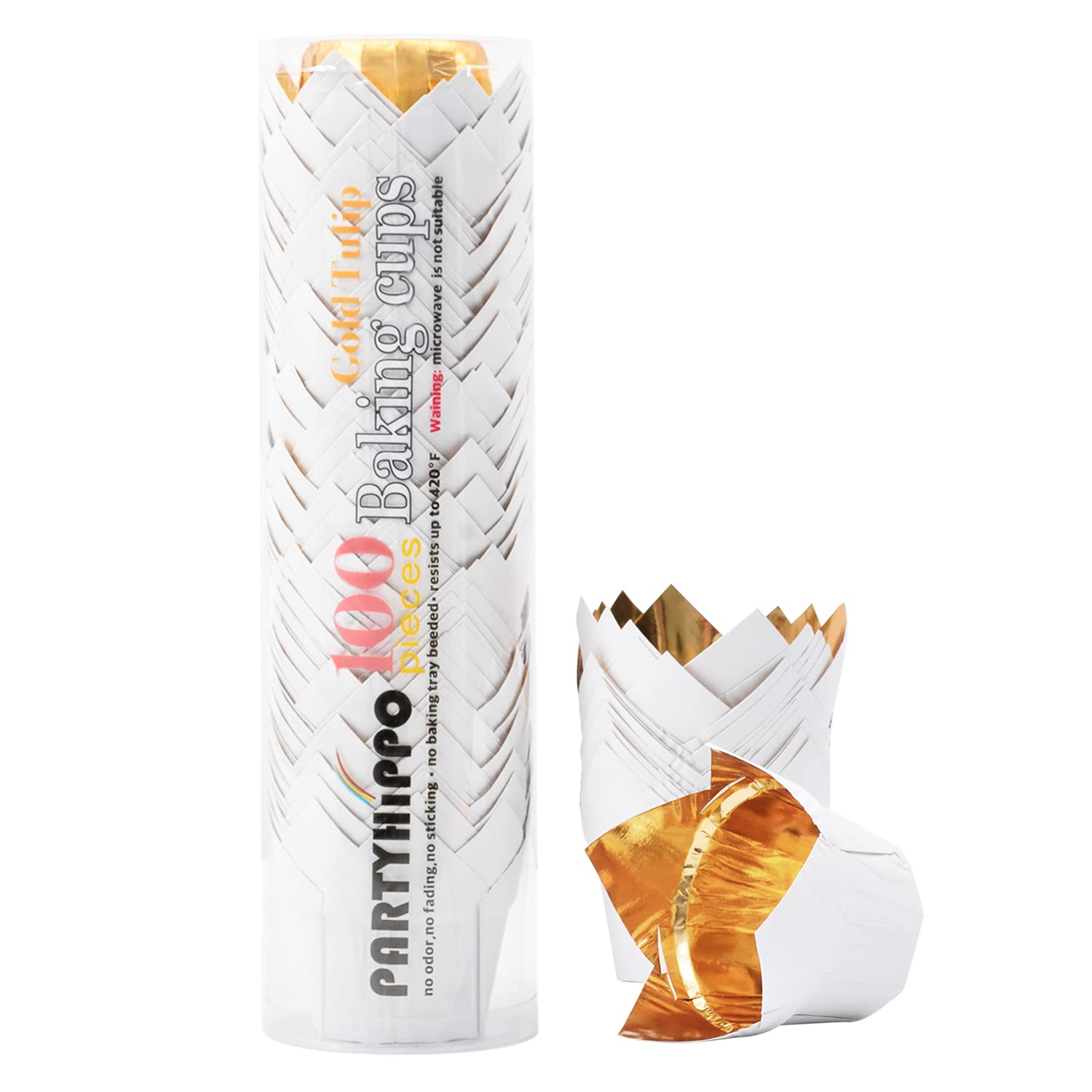 Party Hippo Gold Tulip Cupcake Liners Baking Paper Cups Holders Greaseproof Muffin Cases Wrappers For Wedding Birthday Party Bab