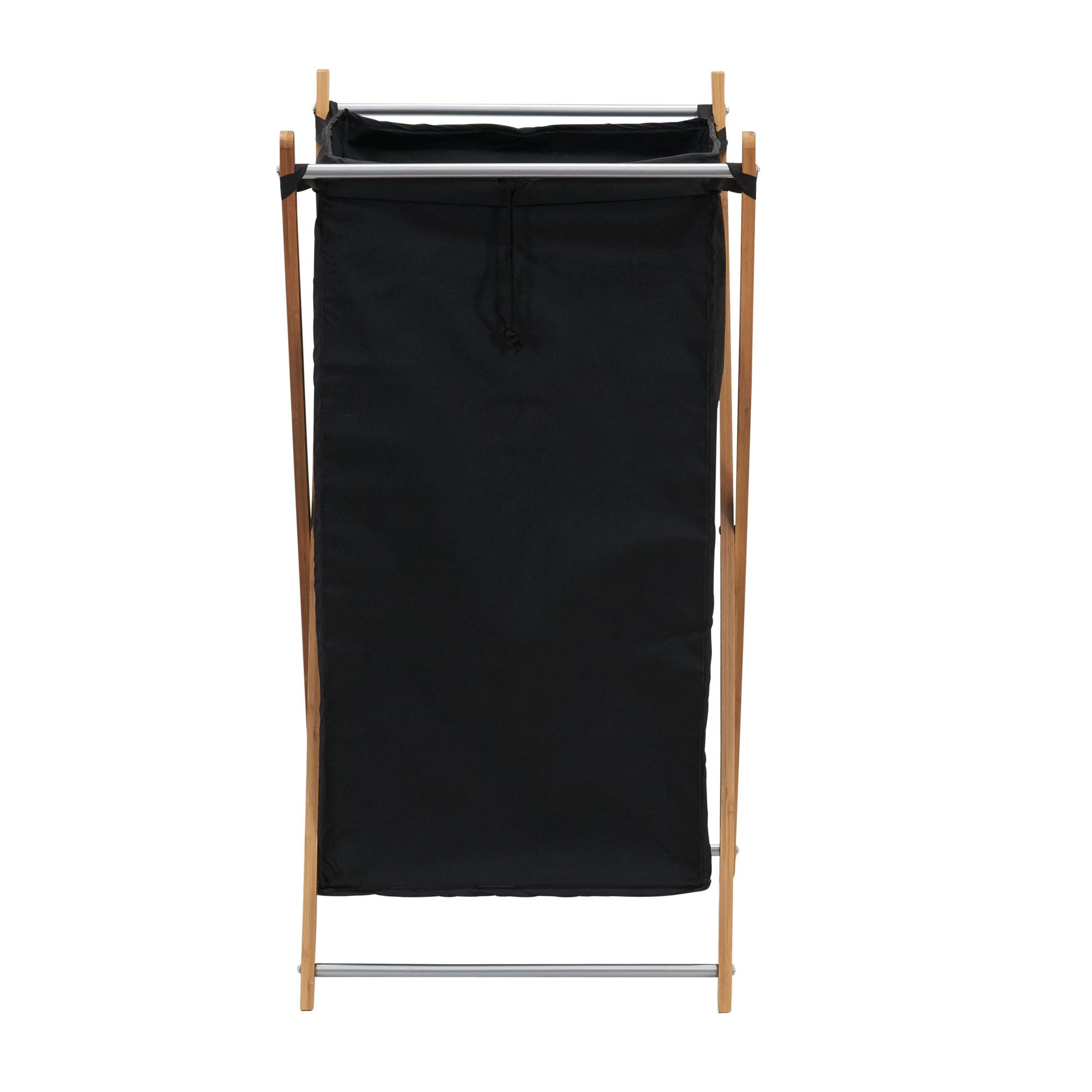 Household Essentials X-Frame Bamboo Laundry, Collapsible Wood Frame With Washable Poly-Cotton Bags