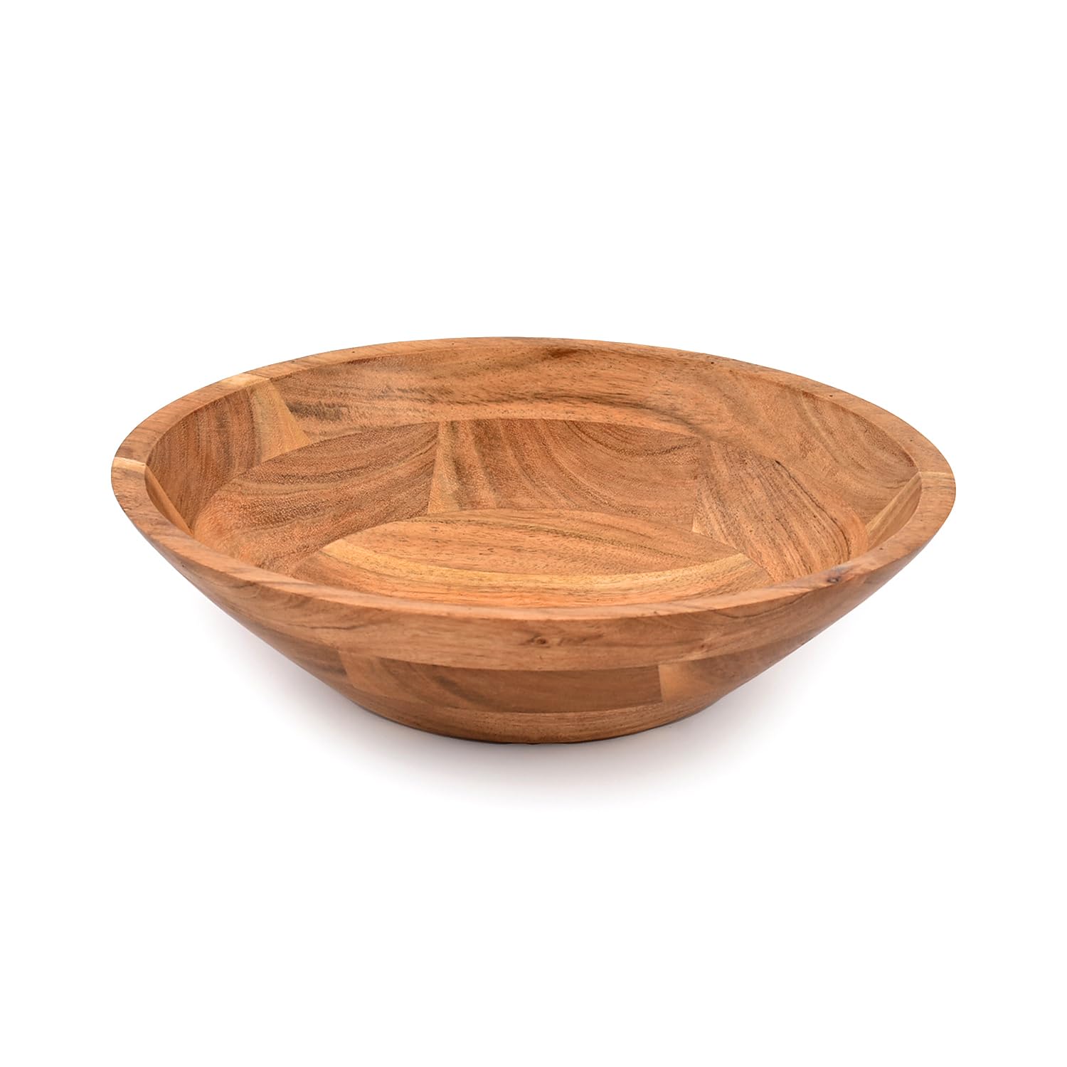 Samhita Acacia Wood Serving Bowl, Fruit Bowl, Friendly And Perfect For Salad, Vegetables And Fruit,Single Salad Bowl (10'' X 10'