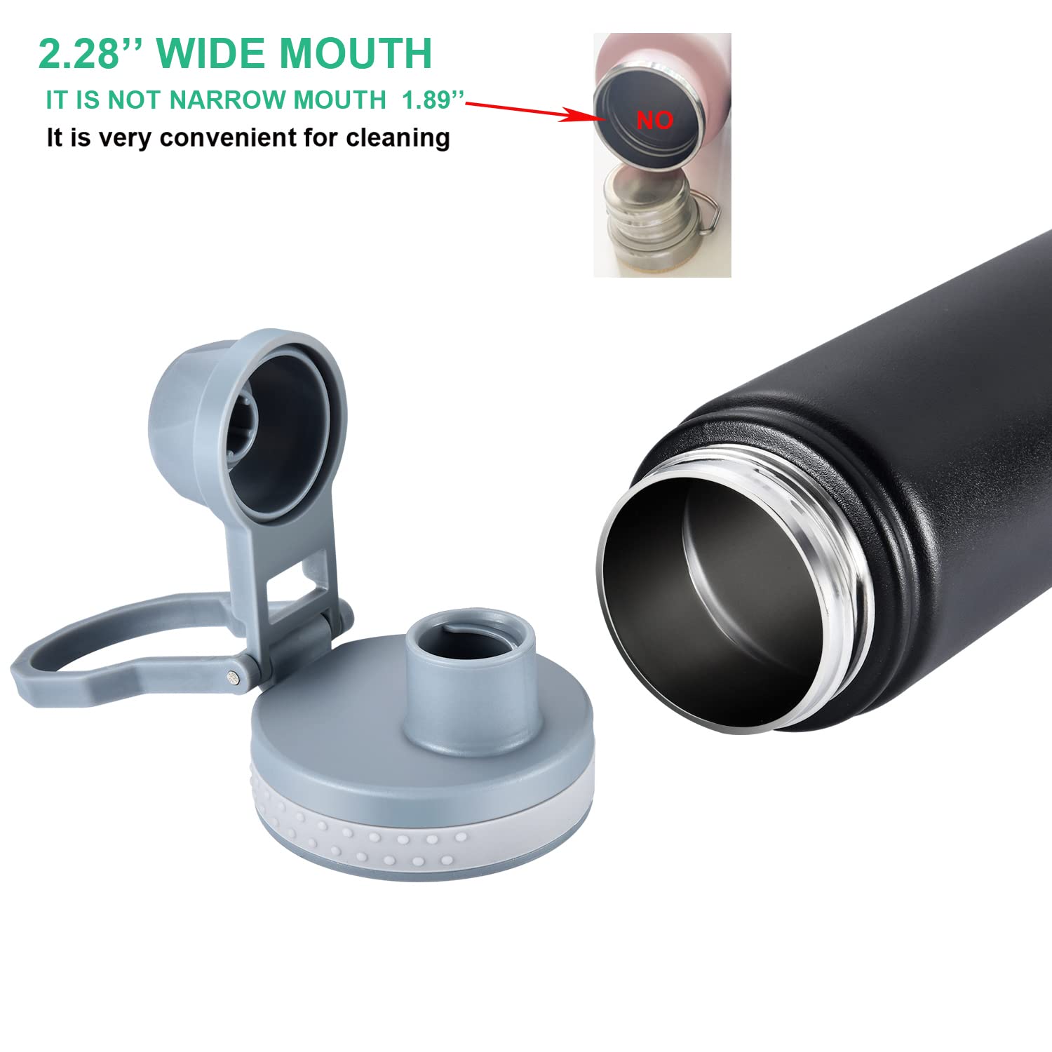 Hytodre Insulated Water Bottle,Stainless Steel Vacuum Insulated Water Bottle, Double-Wall Sport Bottle With Leak Proof Spout And