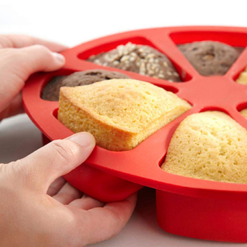 Xiyuan 2 Pcs Silicone Baking Molds Large 8 Cavity Silicone Scone Pan/Cakes Slices Mold/Triangle Cavity Cake Pan Pizza Slices Pan