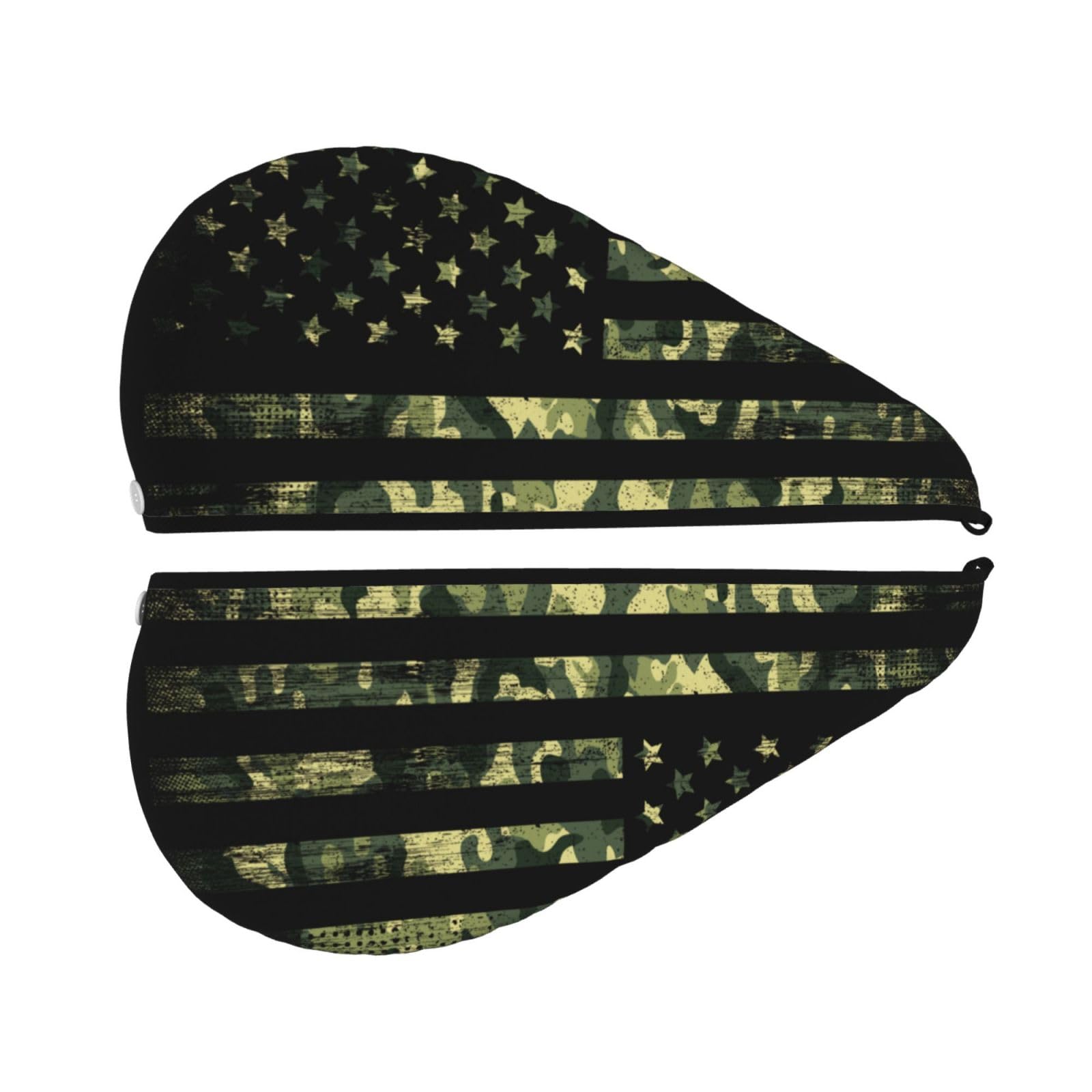 famliihw Camo American Flag Hair Towel Wrap Microfiber Fast Drying Hair Turban with Buttons for Women Drying Curly, Long & Thick
