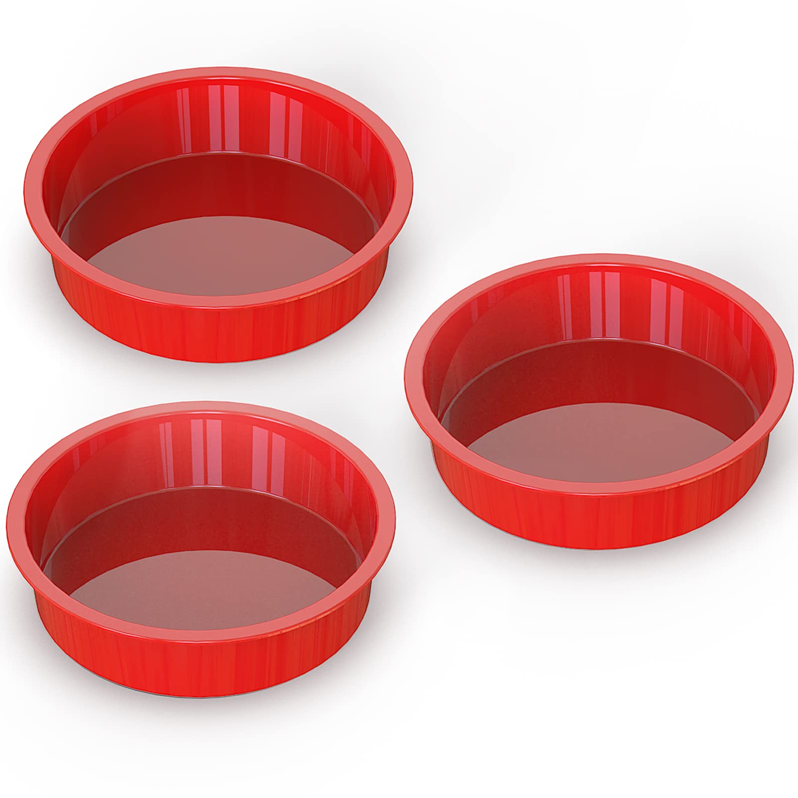 Silivo 8 Inch Cake Pans(3 Pack) - Nonstick Silicone Round Cake Molds For Layer Cake, Cheese Cake And Chocolate Cake