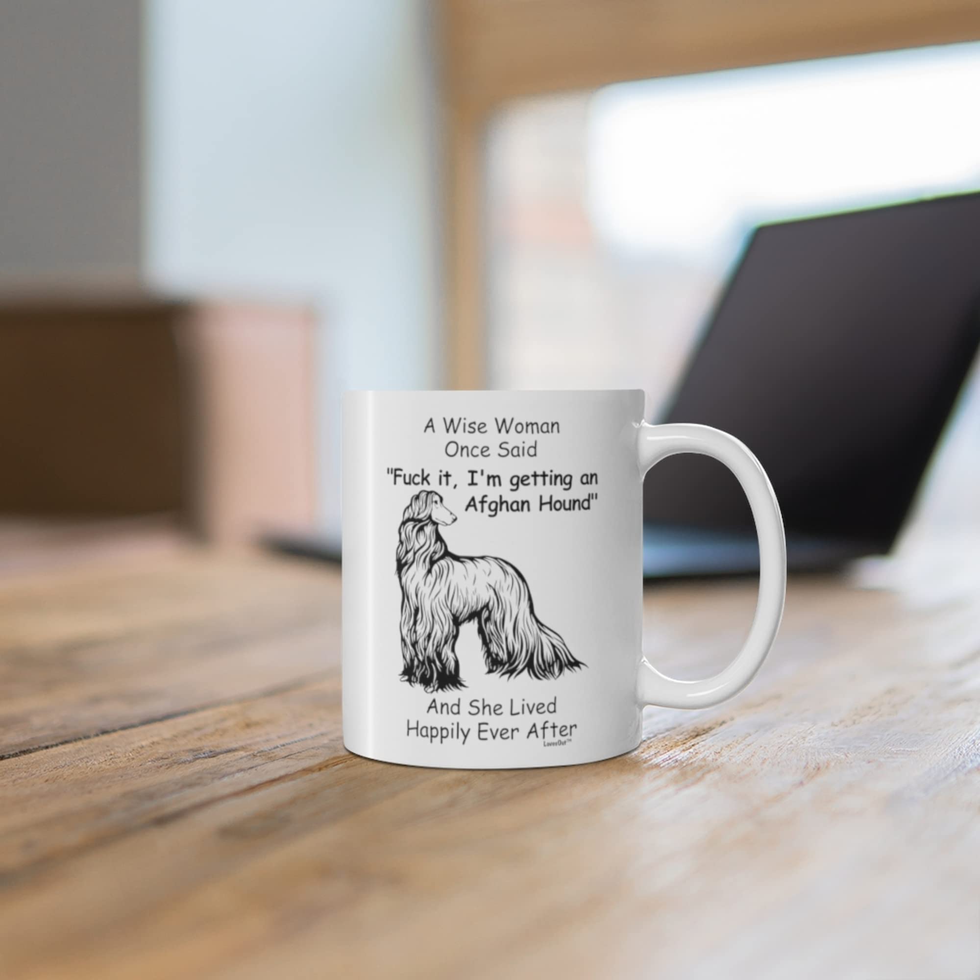Funny Line Art Afghan Hound Dog Mom Gifts For Women Puppy Lovers Mother 'S Day 2024 A Wise Woman Once Said Coffee Mug With Fun Q